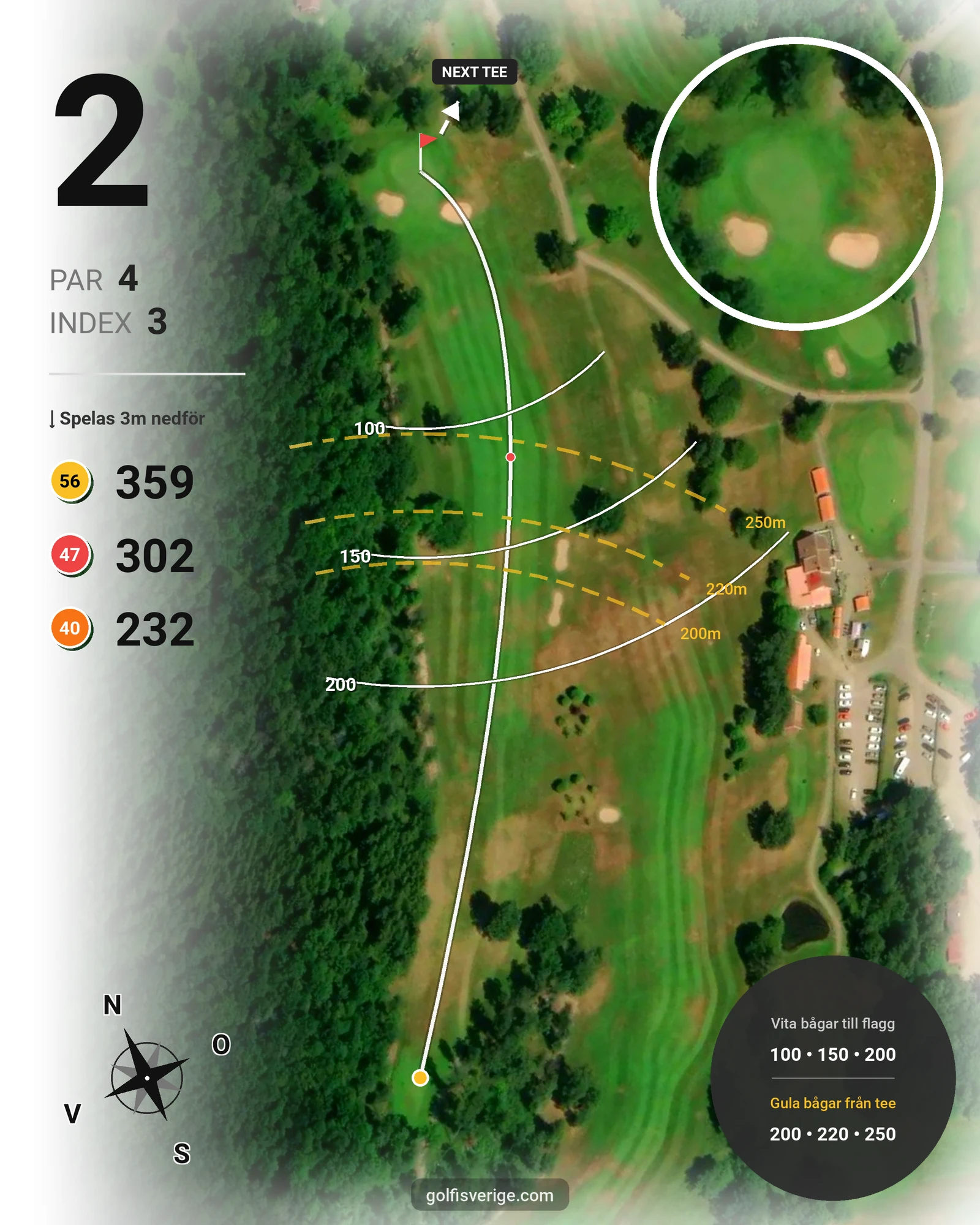 Banguide 18 Håls banan på Hökensås Golfklubb - Hål 2 karta