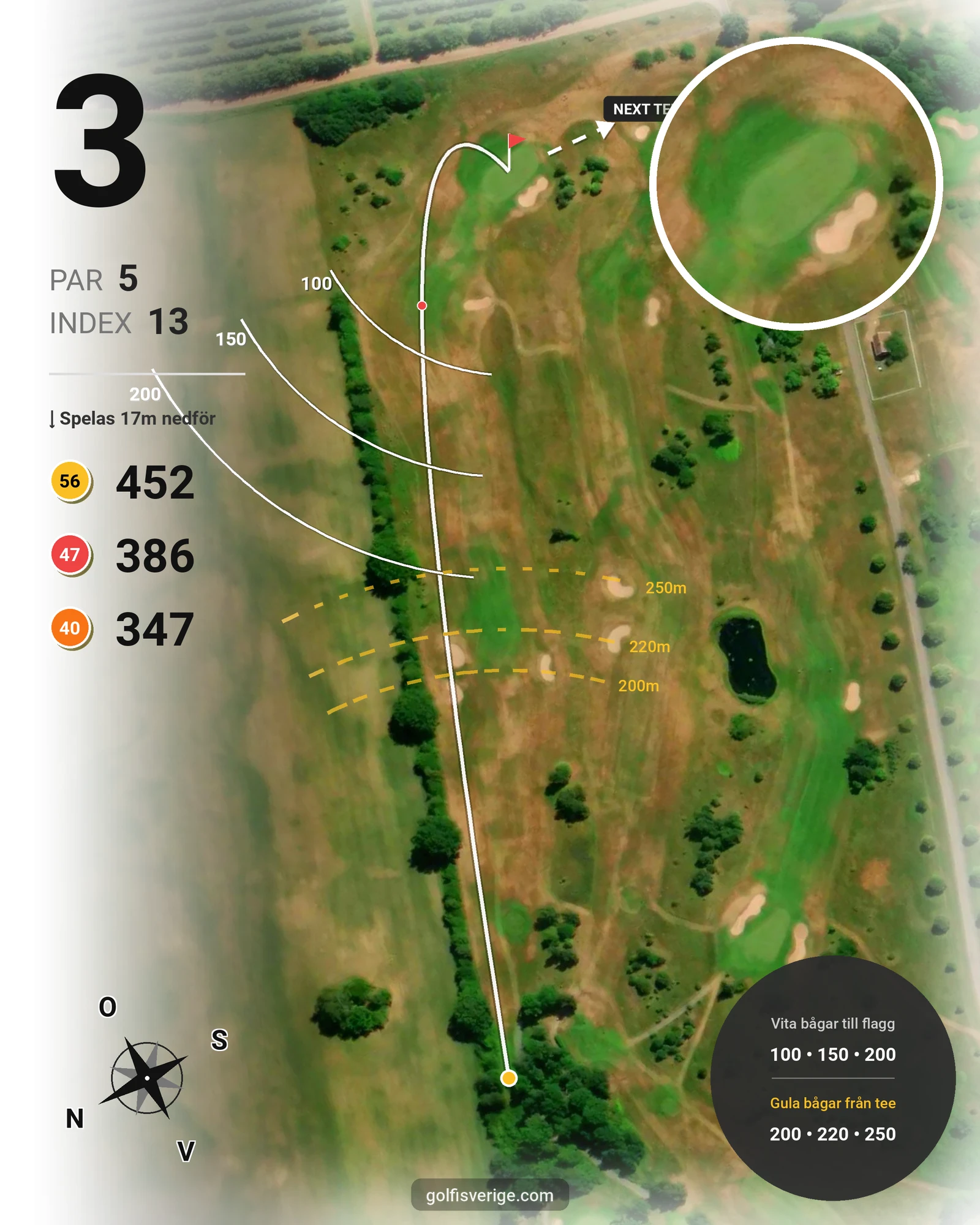 Banguide 18 Håls banan på Hökensås Golfklubb - Hål 3 karta