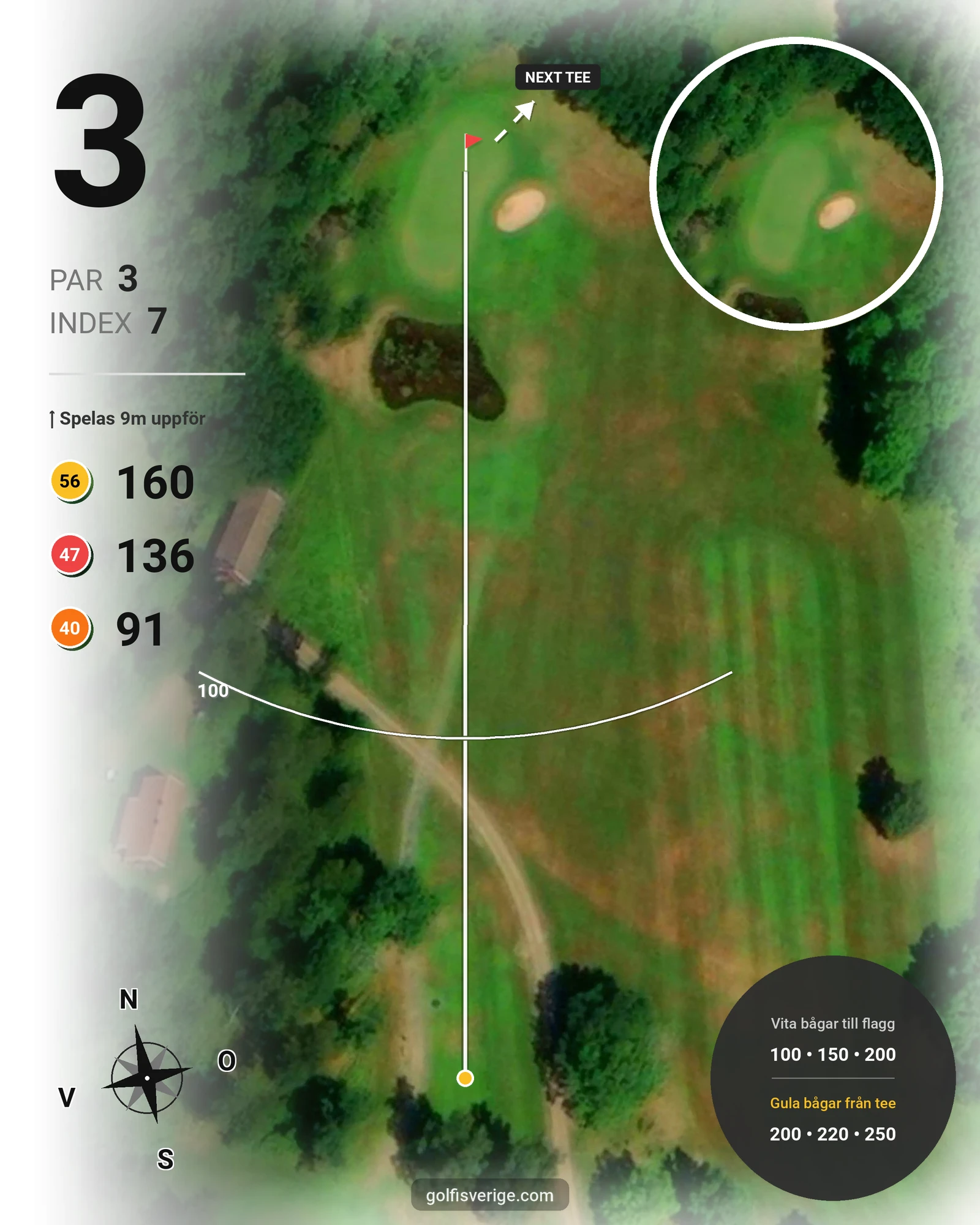 Banguide 18 Håls banan på Hökensås Golfklubb - Hål 3 karta