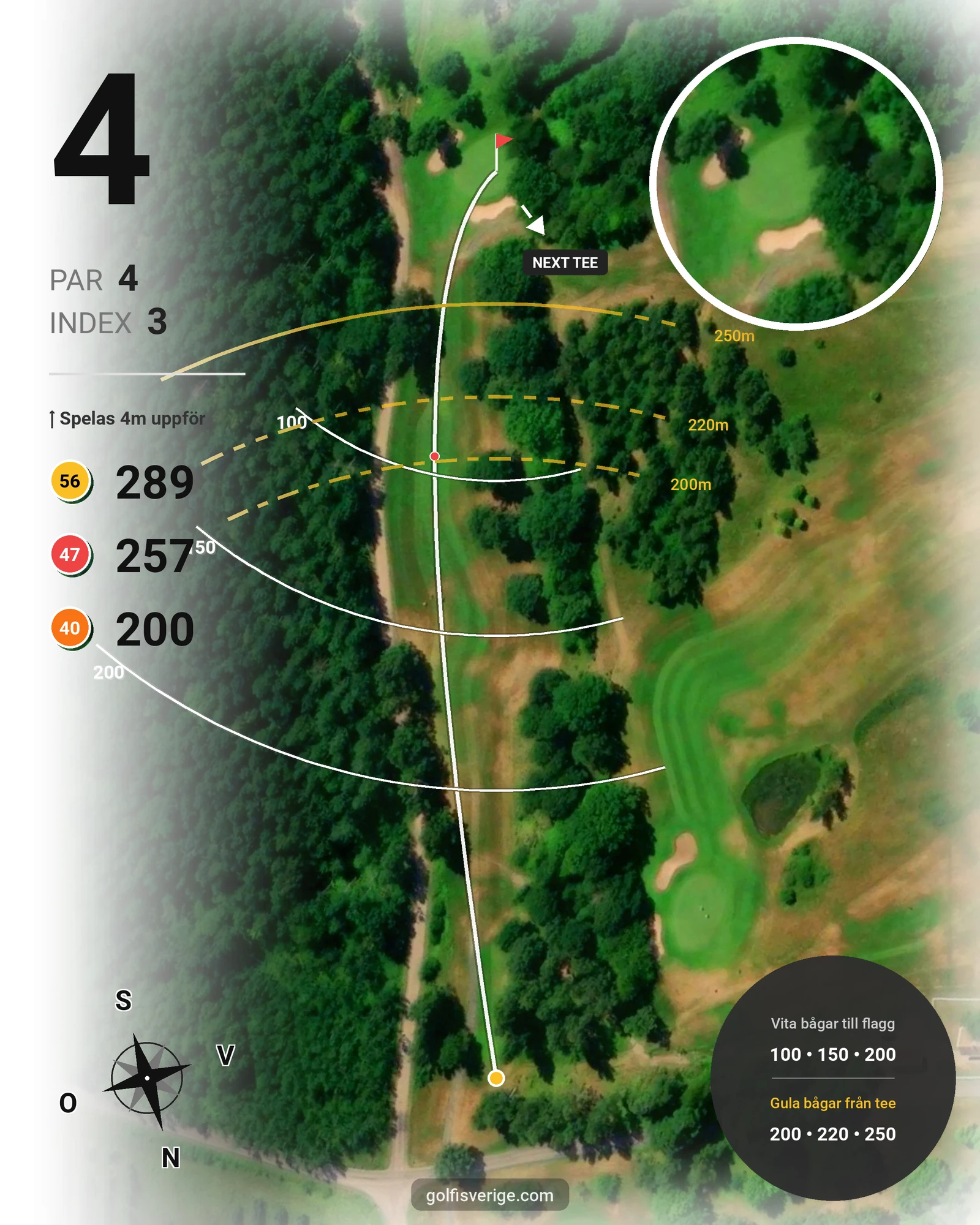 Banguide 18 Håls banan på Hökensås Golfklubb - Hål 4 karta