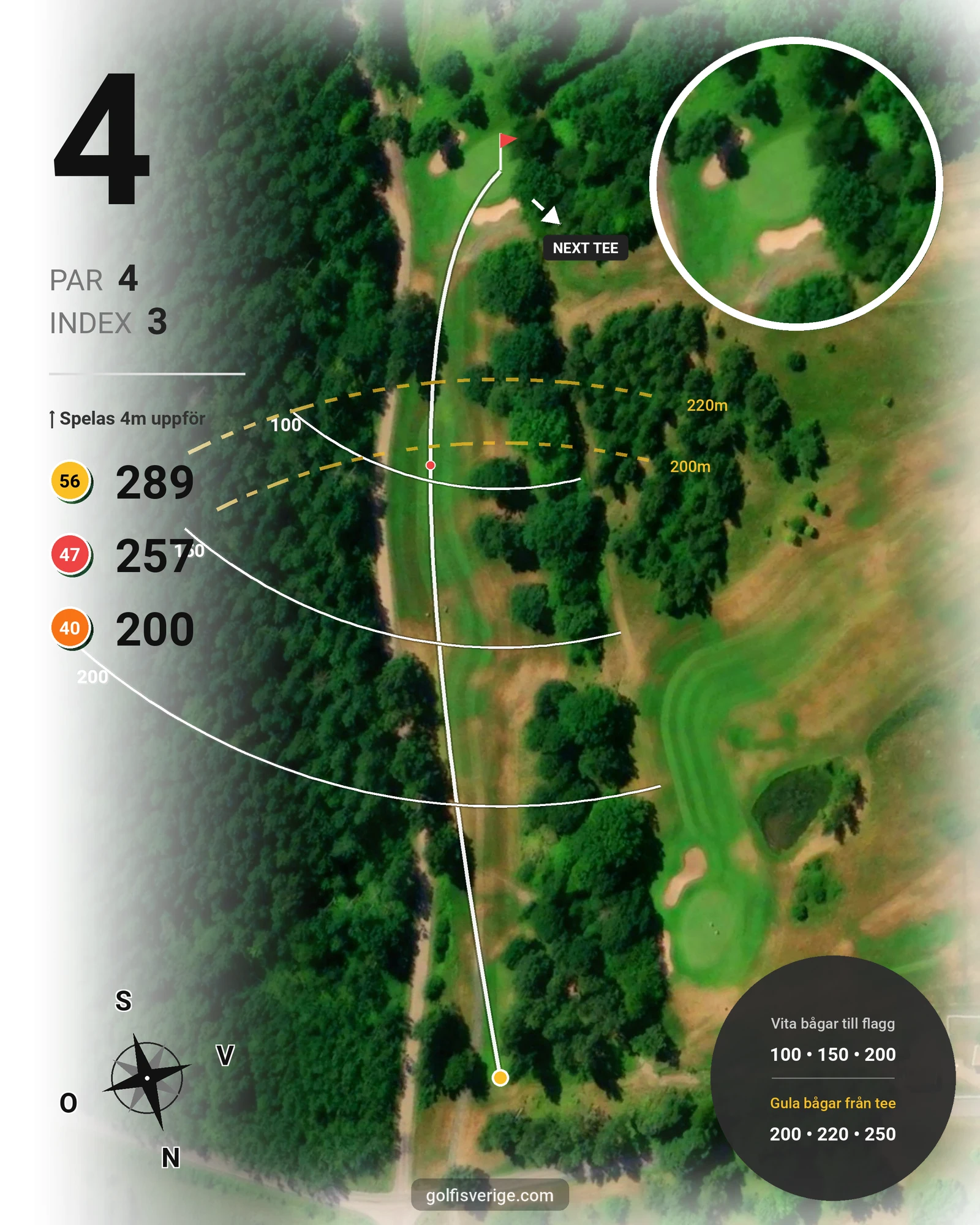 Banguide 9 Håls banan på Hökensås Golfklubb - Hål 4 karta