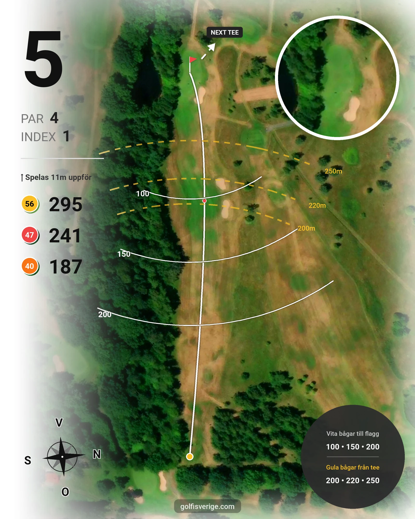 Banguide 18 Håls banan på Hökensås Golfklubb - Hål 5 karta