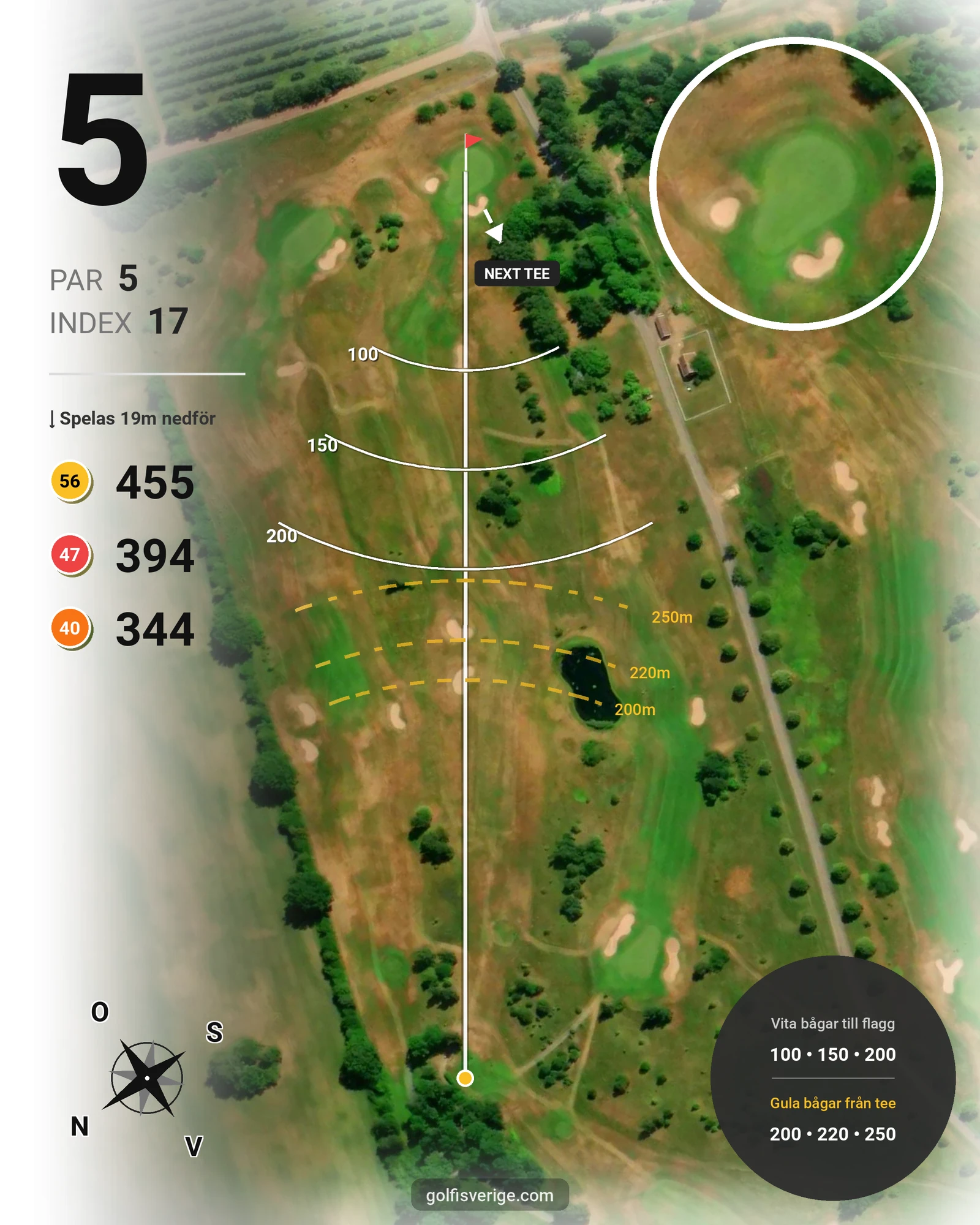 Banguide 18 Håls banan på Hökensås Golfklubb - Hål 5 karta