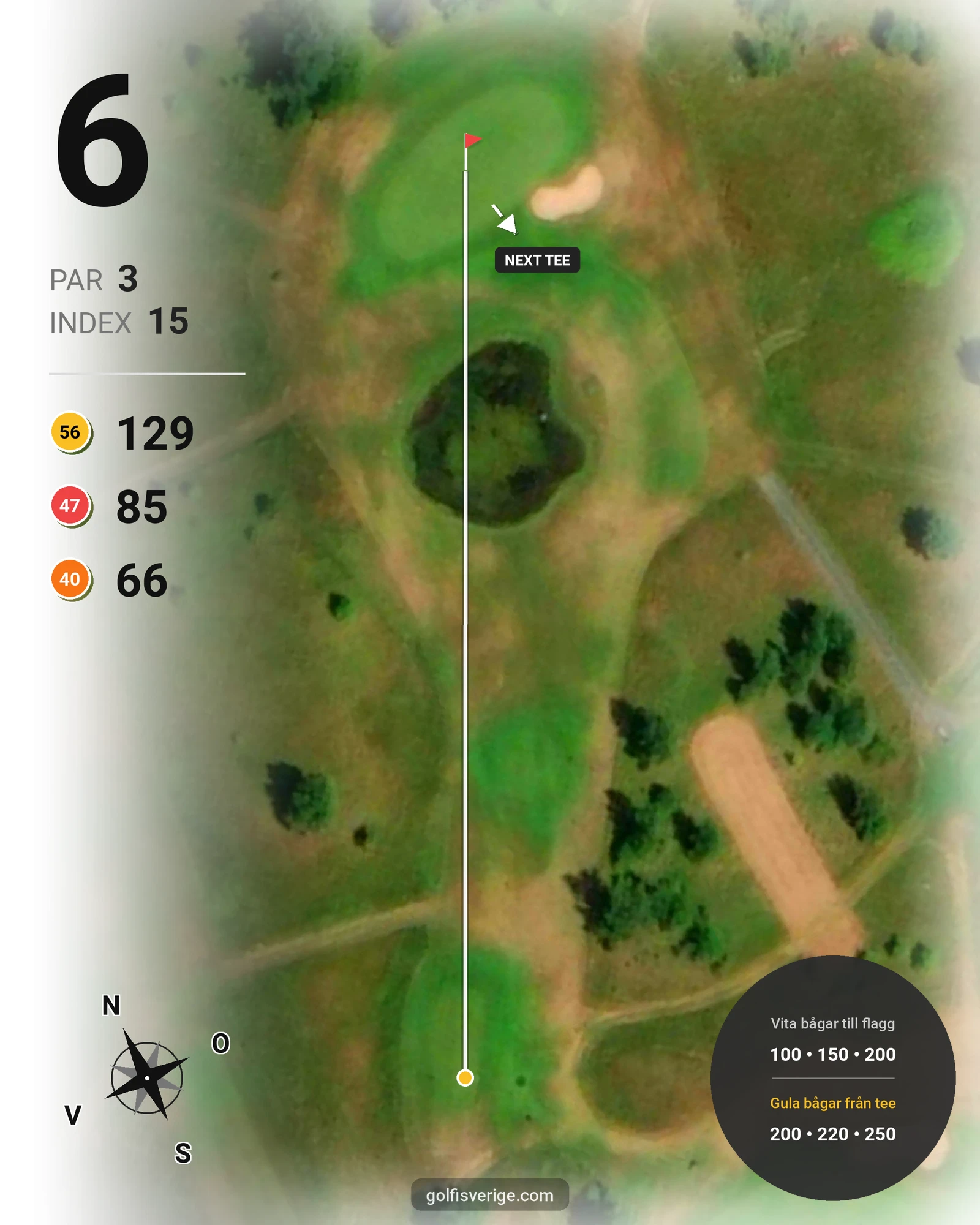 Banguide 9 Håls banan på Hökensås Golfklubb - Hål 6 karta
