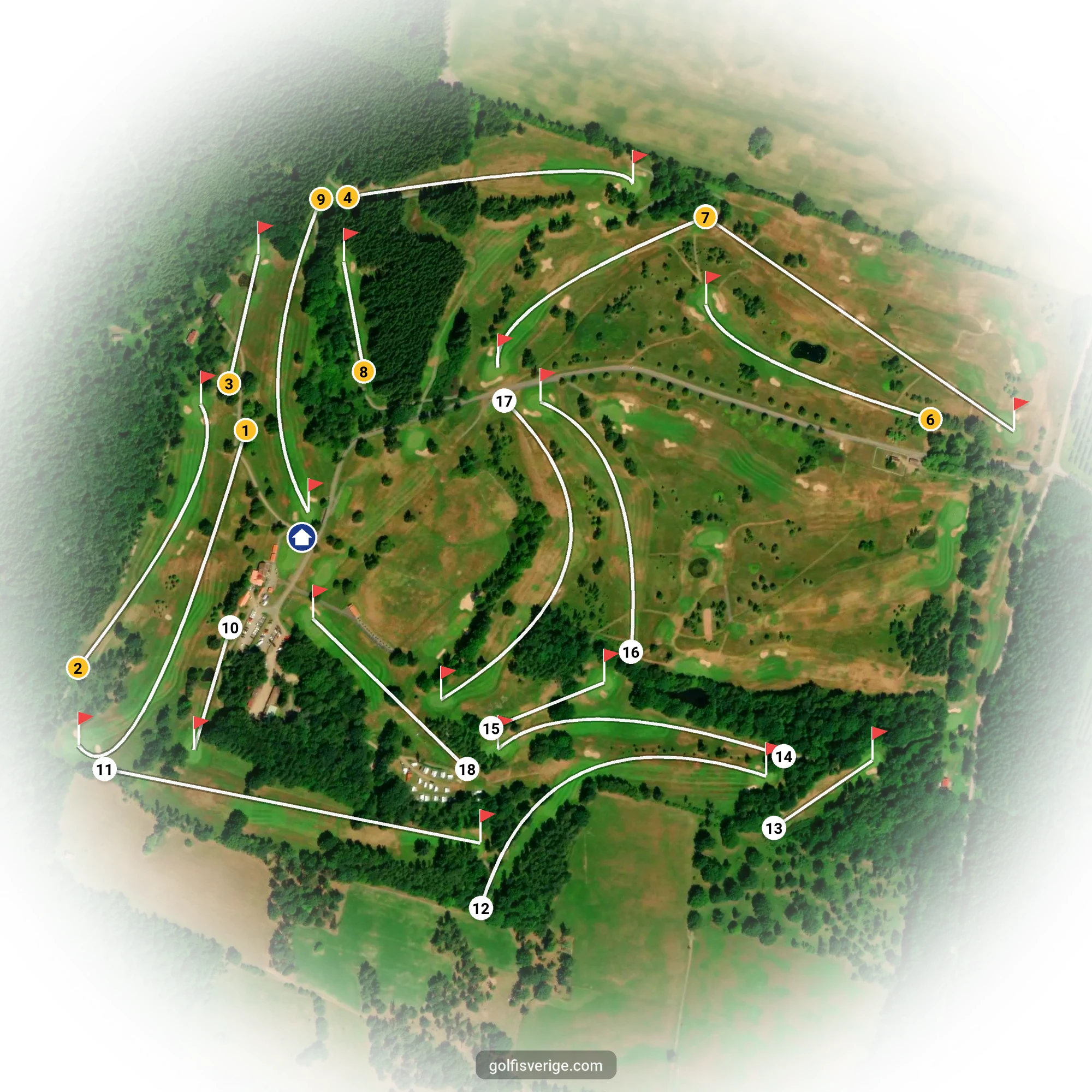 Banguide för 18 Håls banan på Hökensås Golfklubb