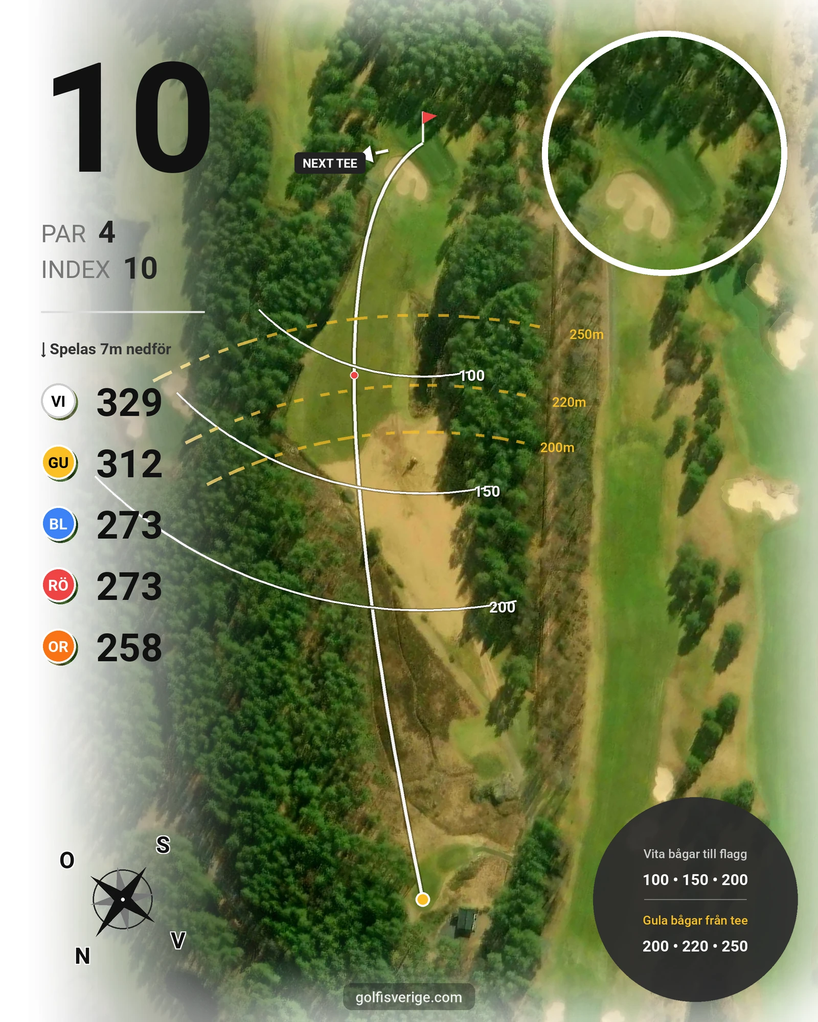 Banguide Skogsbanan på Hooks Golfklubb - Hål 10 karta