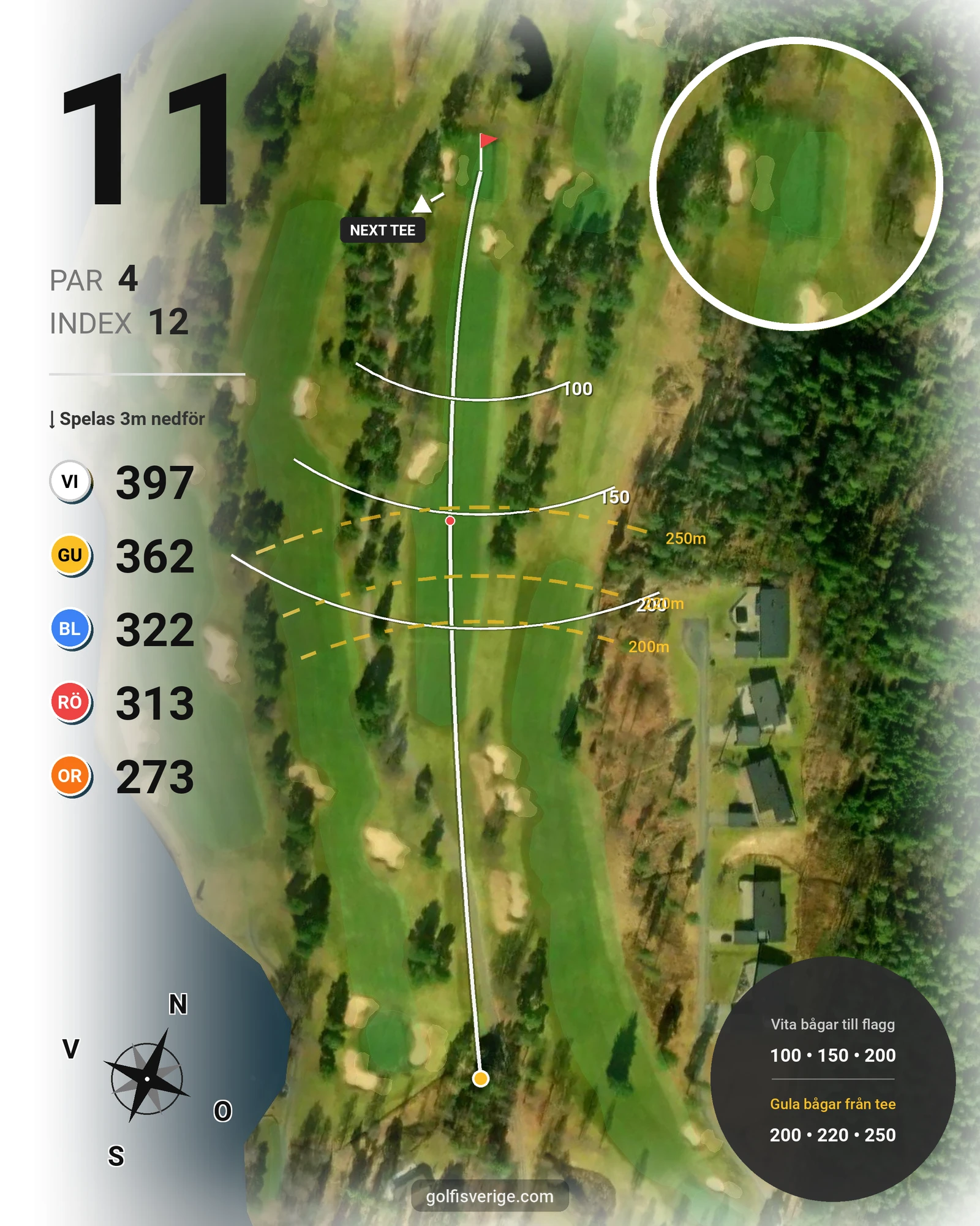 Banguide Parkbanan på Hooks Golfklubb - Hål 11 karta