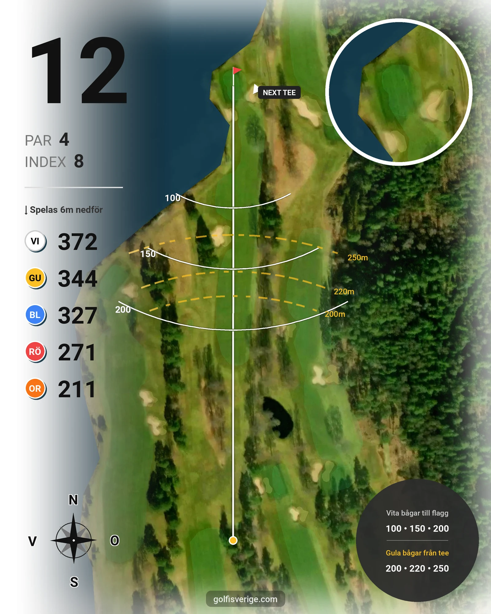Banguide Parkbanan på Hooks Golfklubb - Hål 12 karta