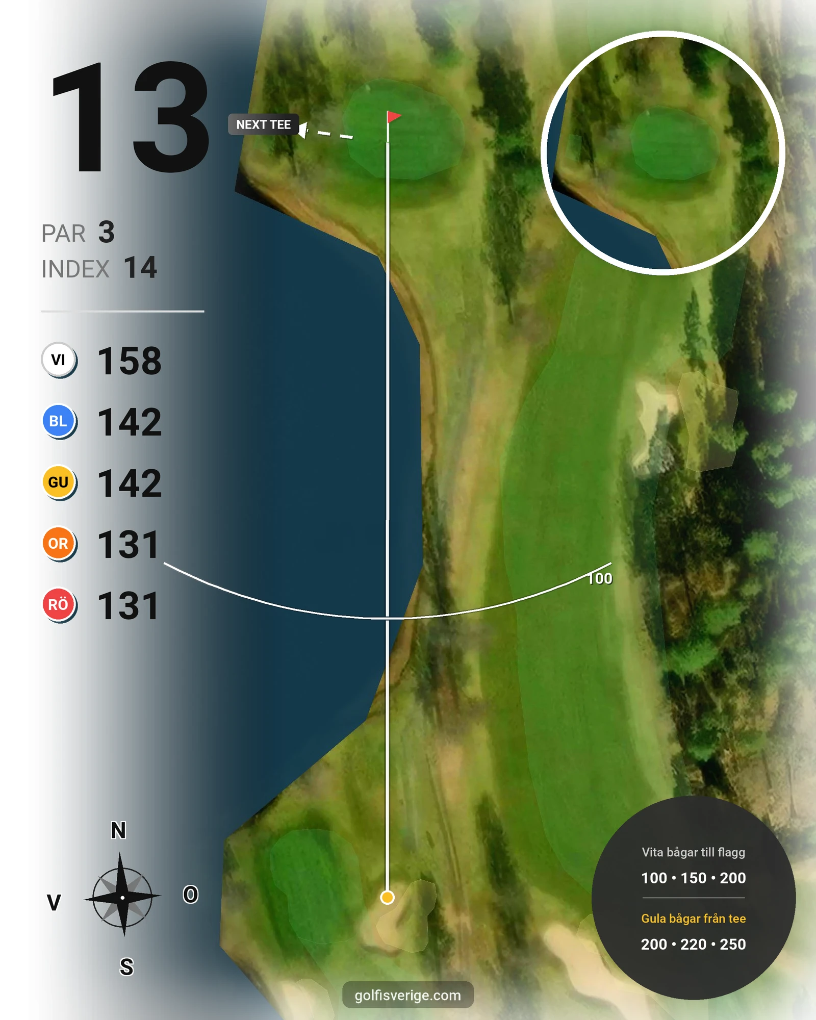 Banguide Parkbanan på Hooks Golfklubb - Hål 13 karta