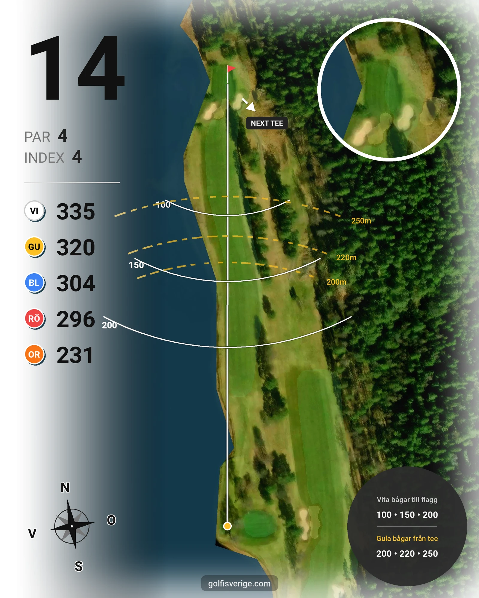 Banguide Parkbanan på Hooks Golfklubb - Hål 14 karta