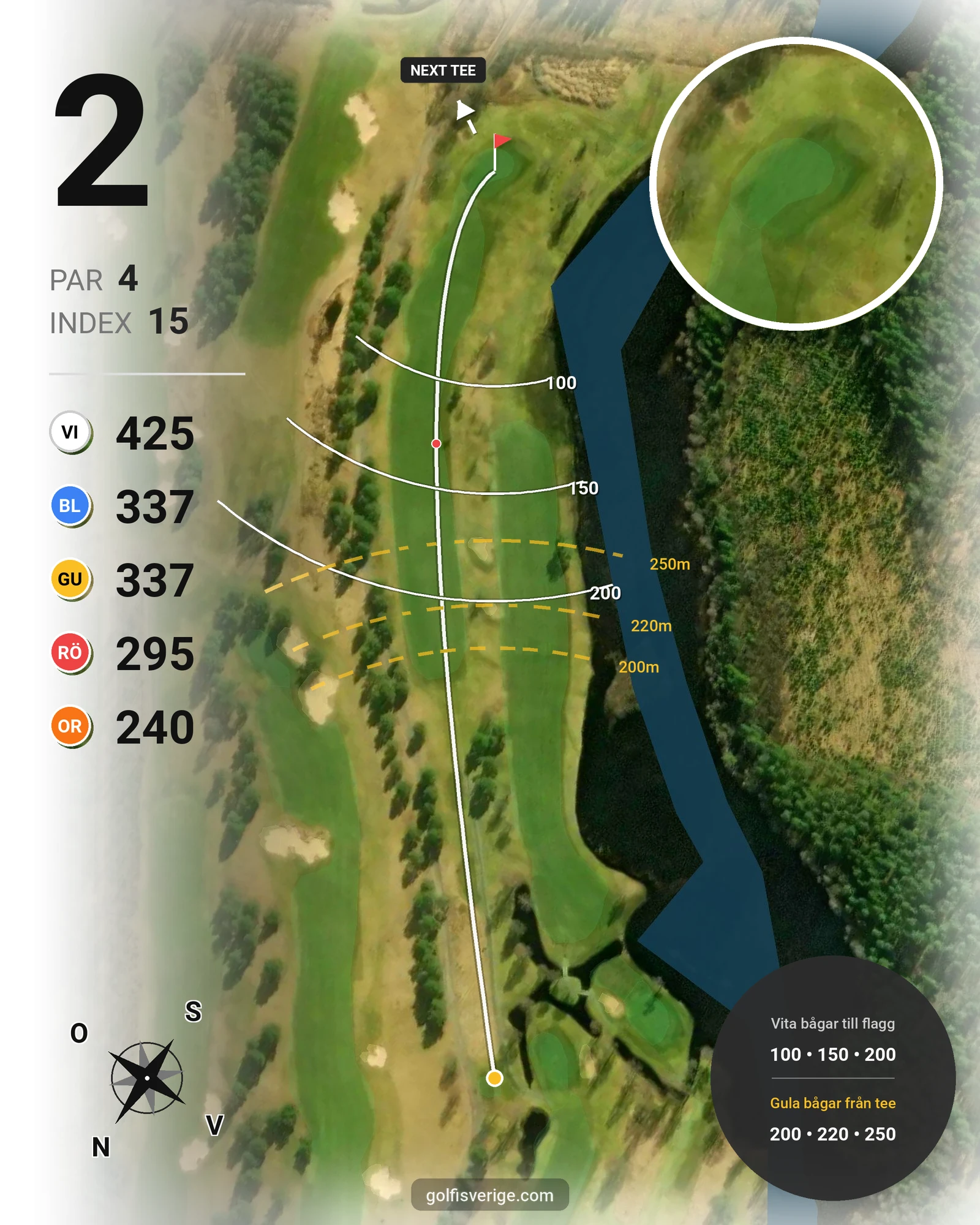 Banguide Parkbanan på Hooks Golfklubb - Hål 2 karta
