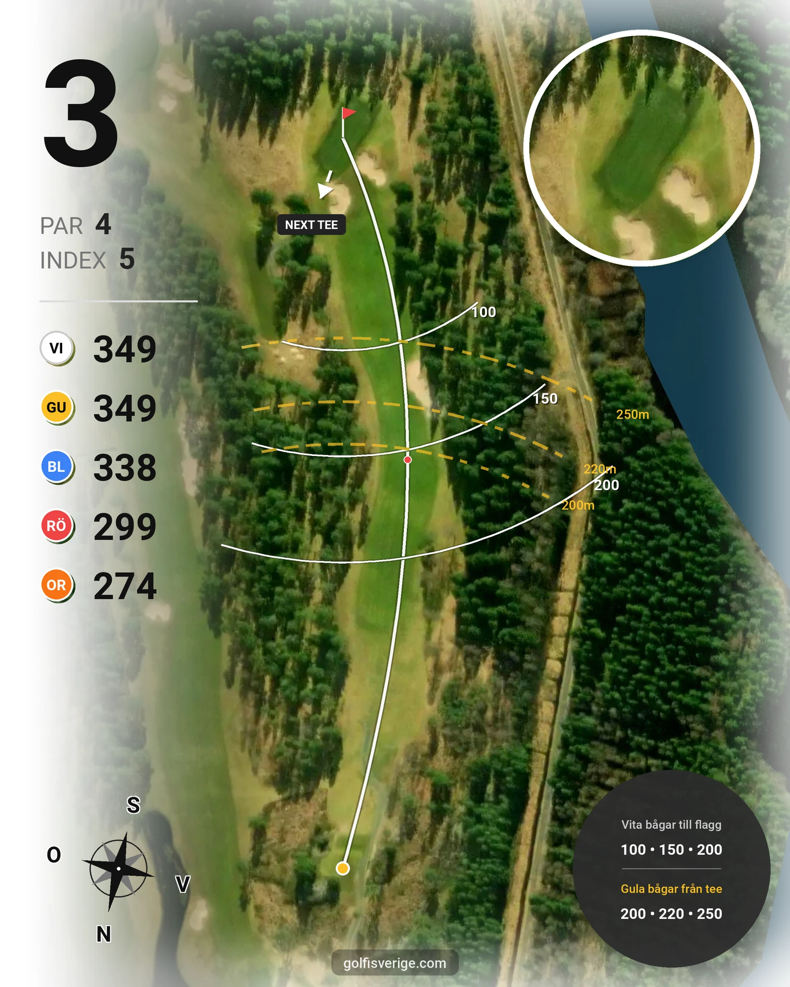 Banguide Skogsbanan på Hooks Golfklubb - Hål 3 karta