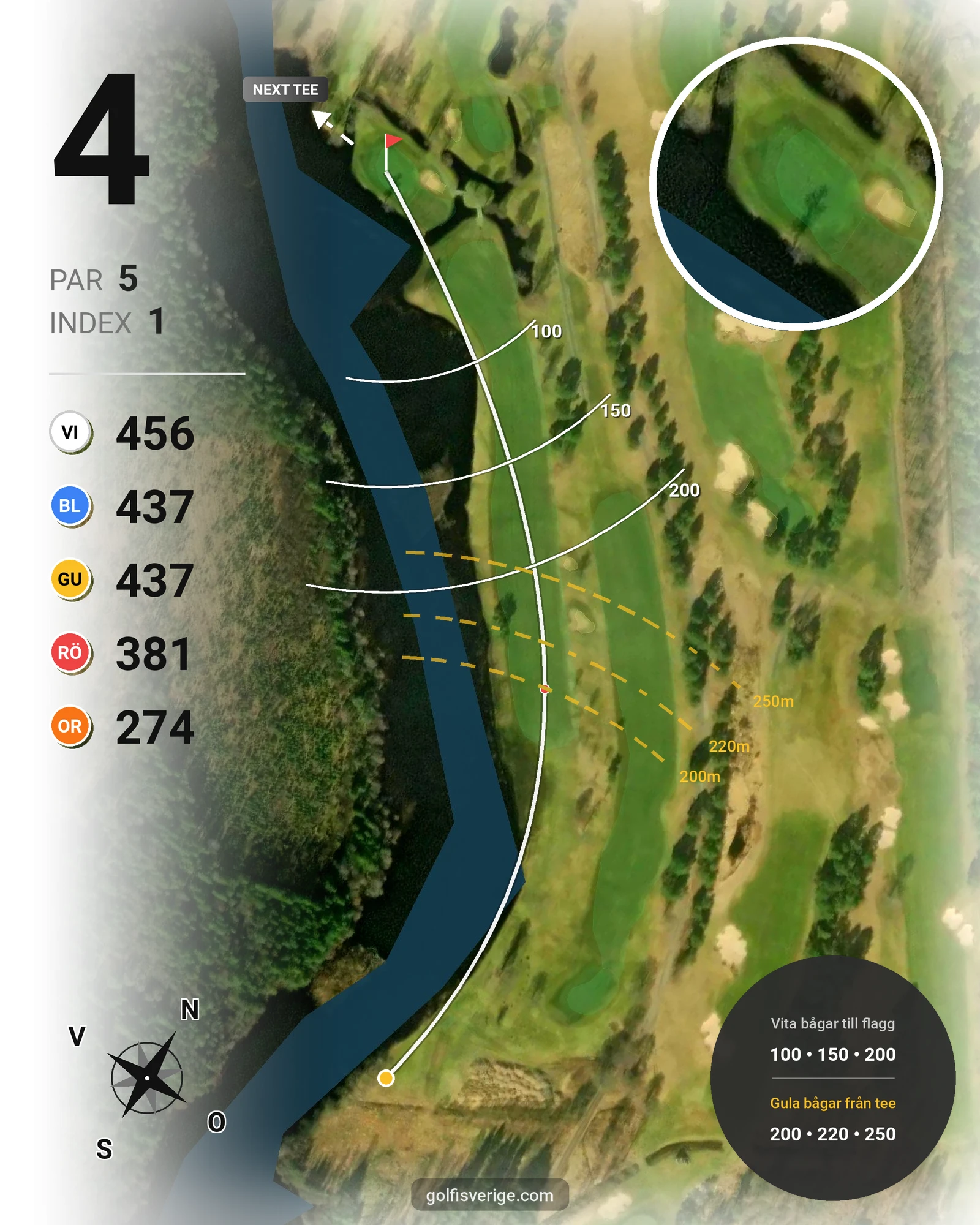 Banguide Parkbanan på Hooks Golfklubb - Hål 4 karta