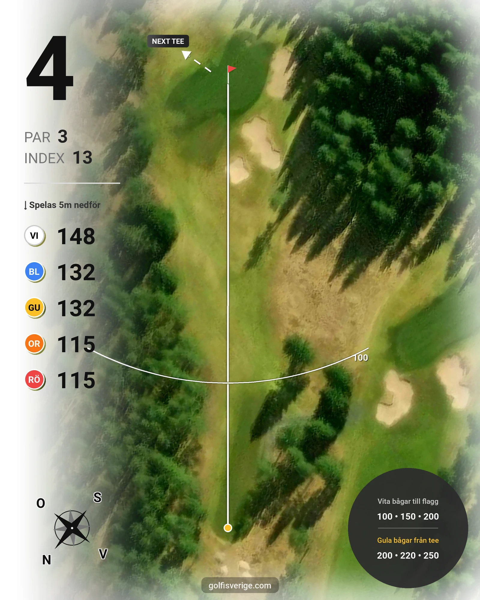 Banguide Skogsbanan på Hooks Golfklubb - Hål 4 karta