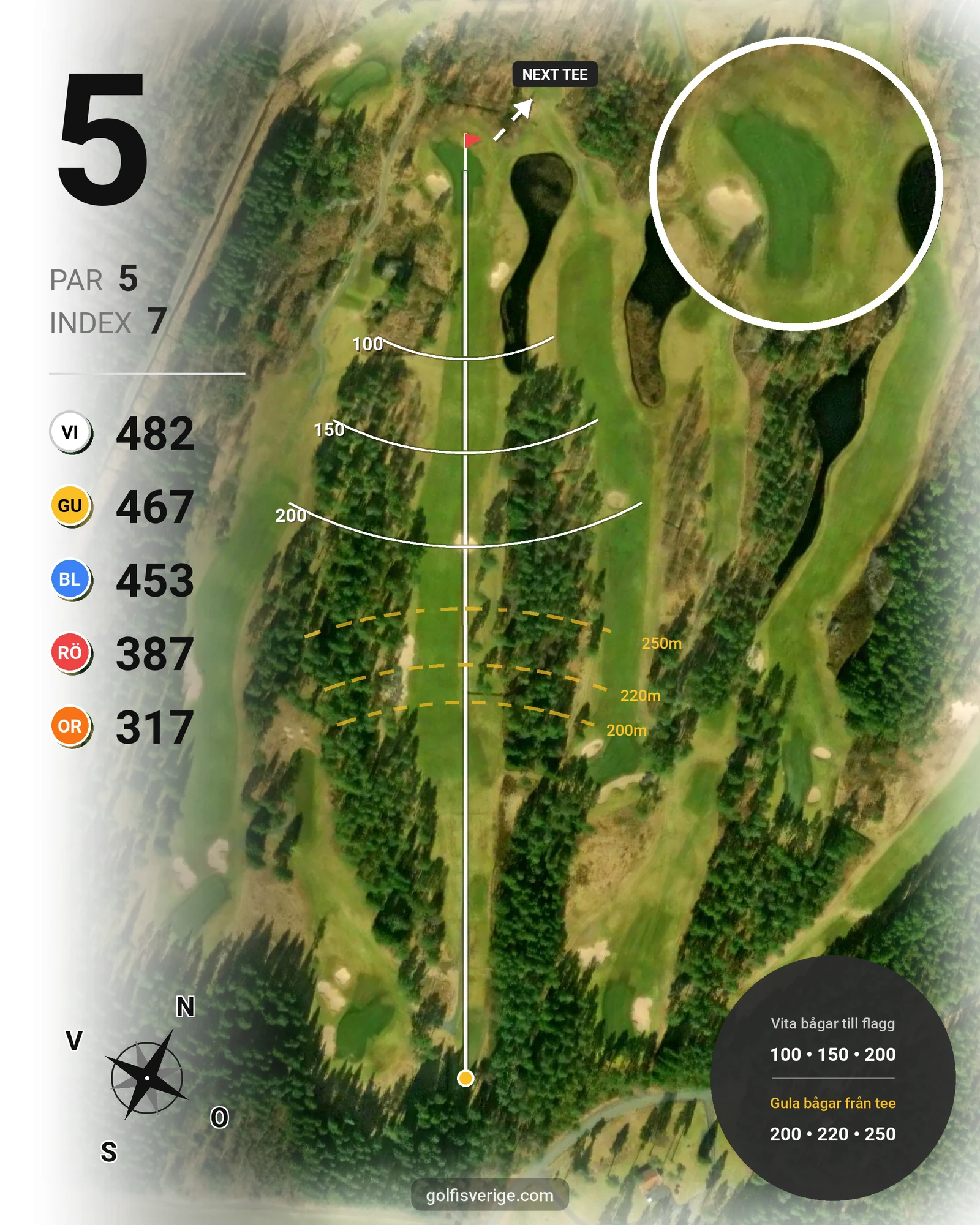 Banguide Skogsbanan på Hooks Golfklubb - Hål 5 karta