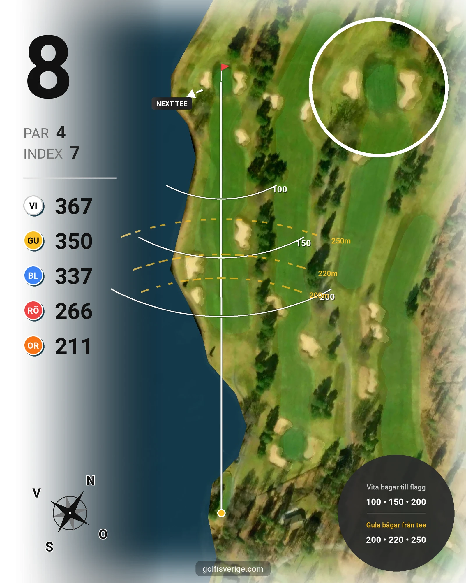 Banguide Parkbanan på Hooks Golfklubb - Hål 8 karta