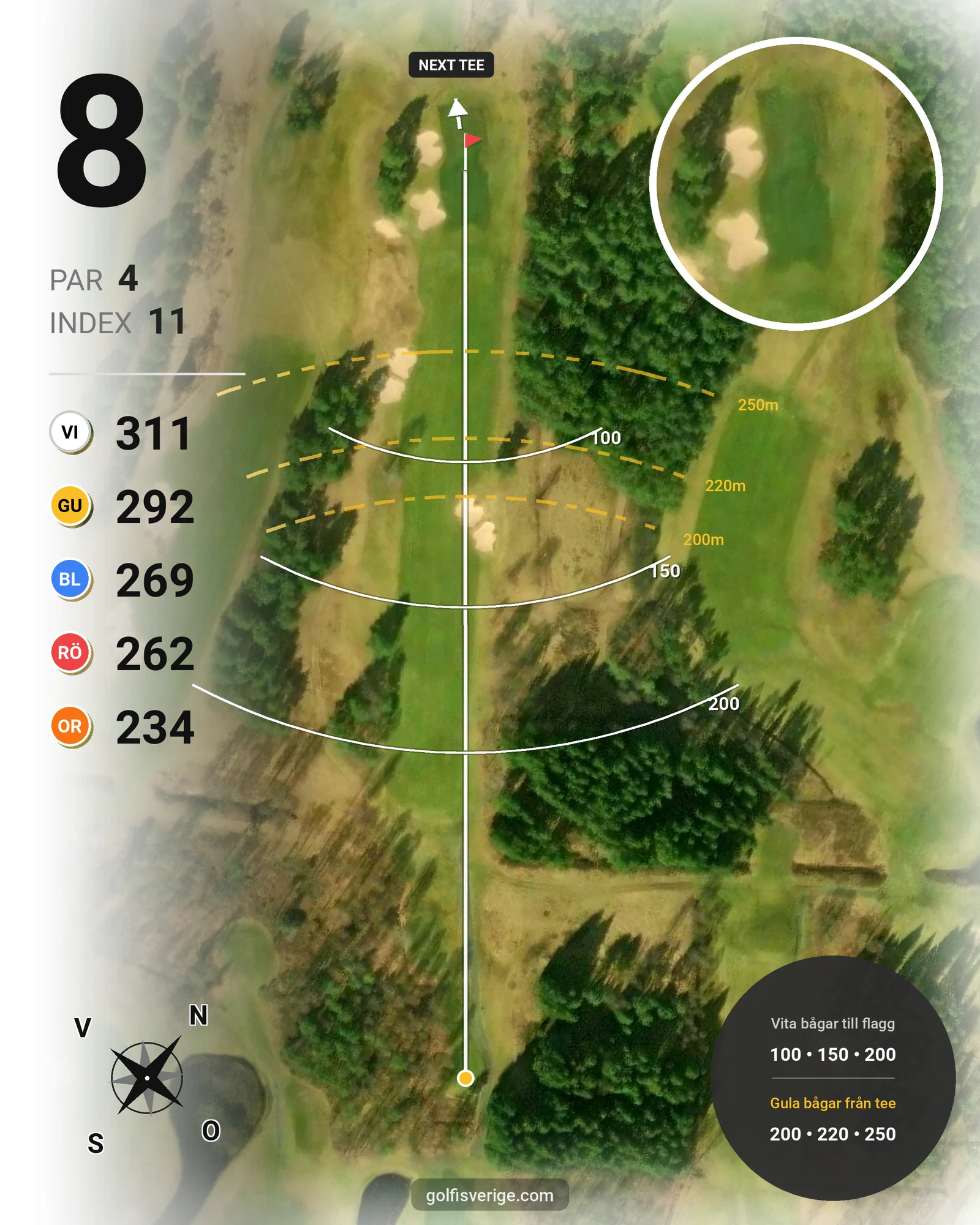 Banguide Skogsbanan på Hooks Golfklubb - Hål 8 karta