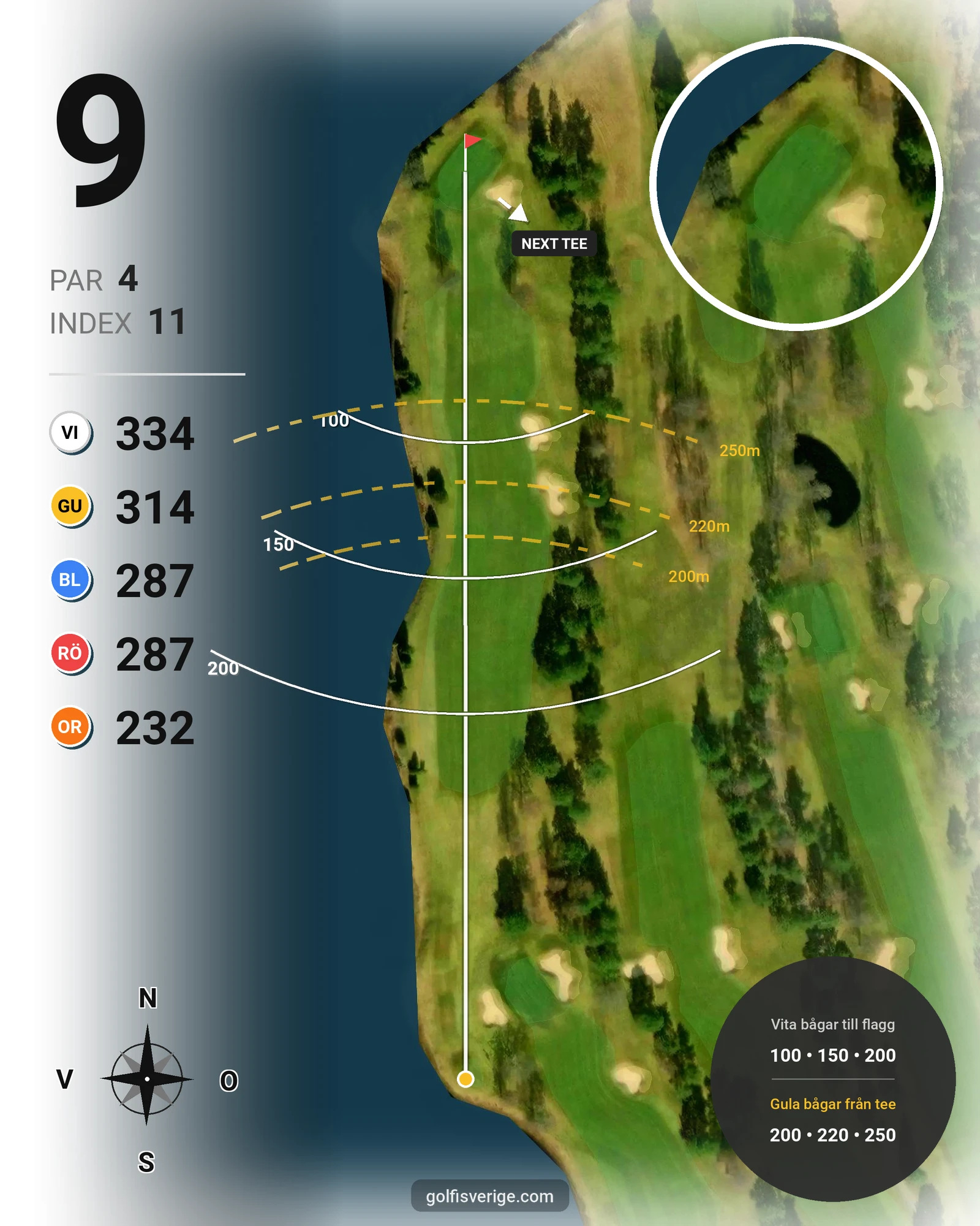 Banguide Parkbanan på Hooks Golfklubb - Hål 9 karta