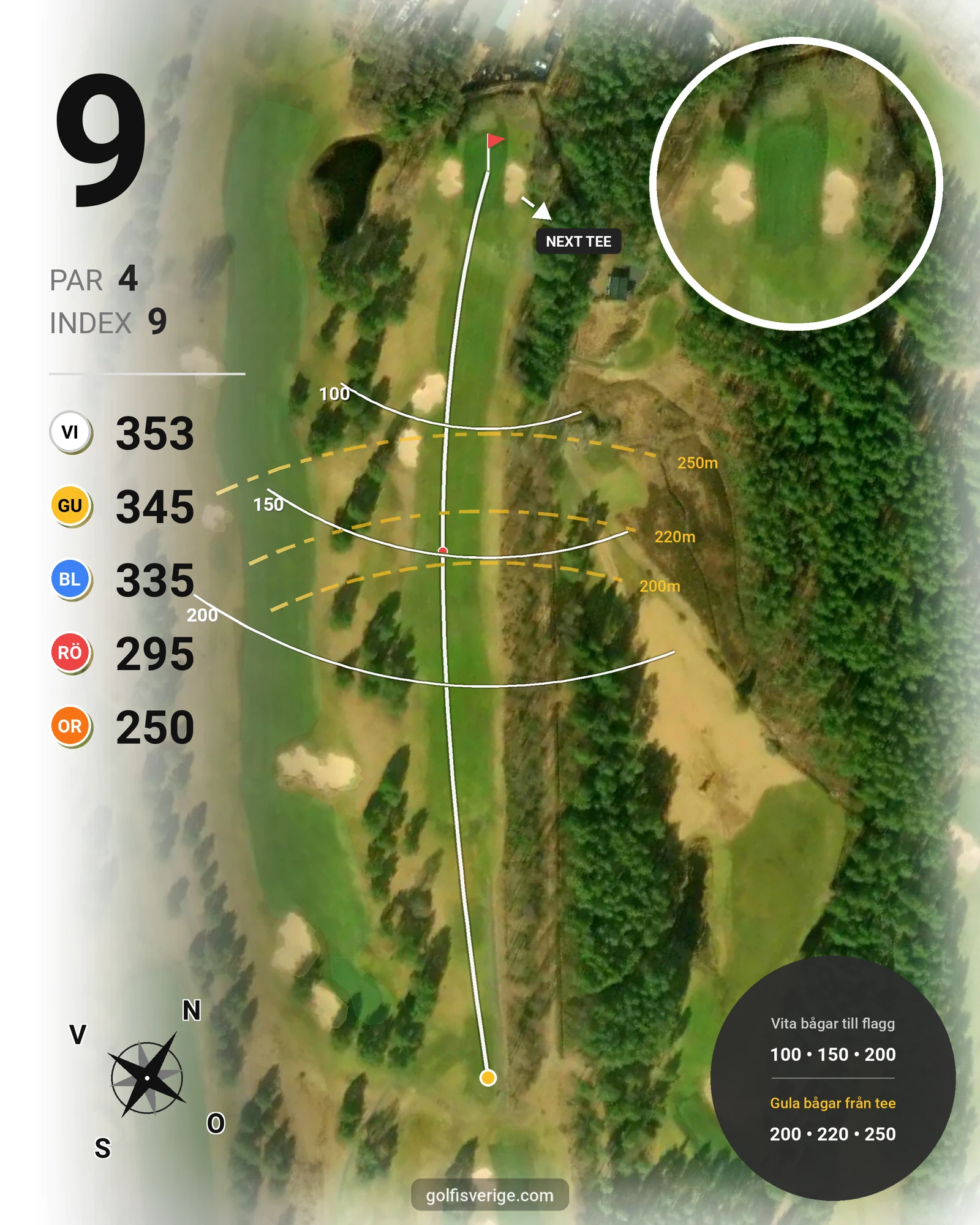 Banguide Skogsbanan på Hooks Golfklubb - Hål 9 karta