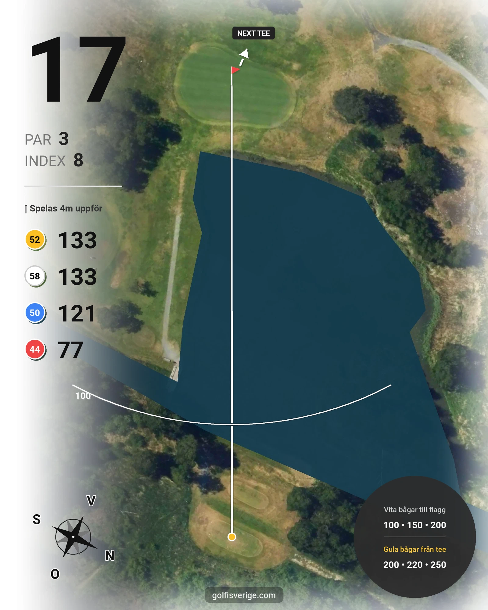 Banguide Lindö Park Nya 9 på Huvudstadens Golfklubb - Hål 17 karta