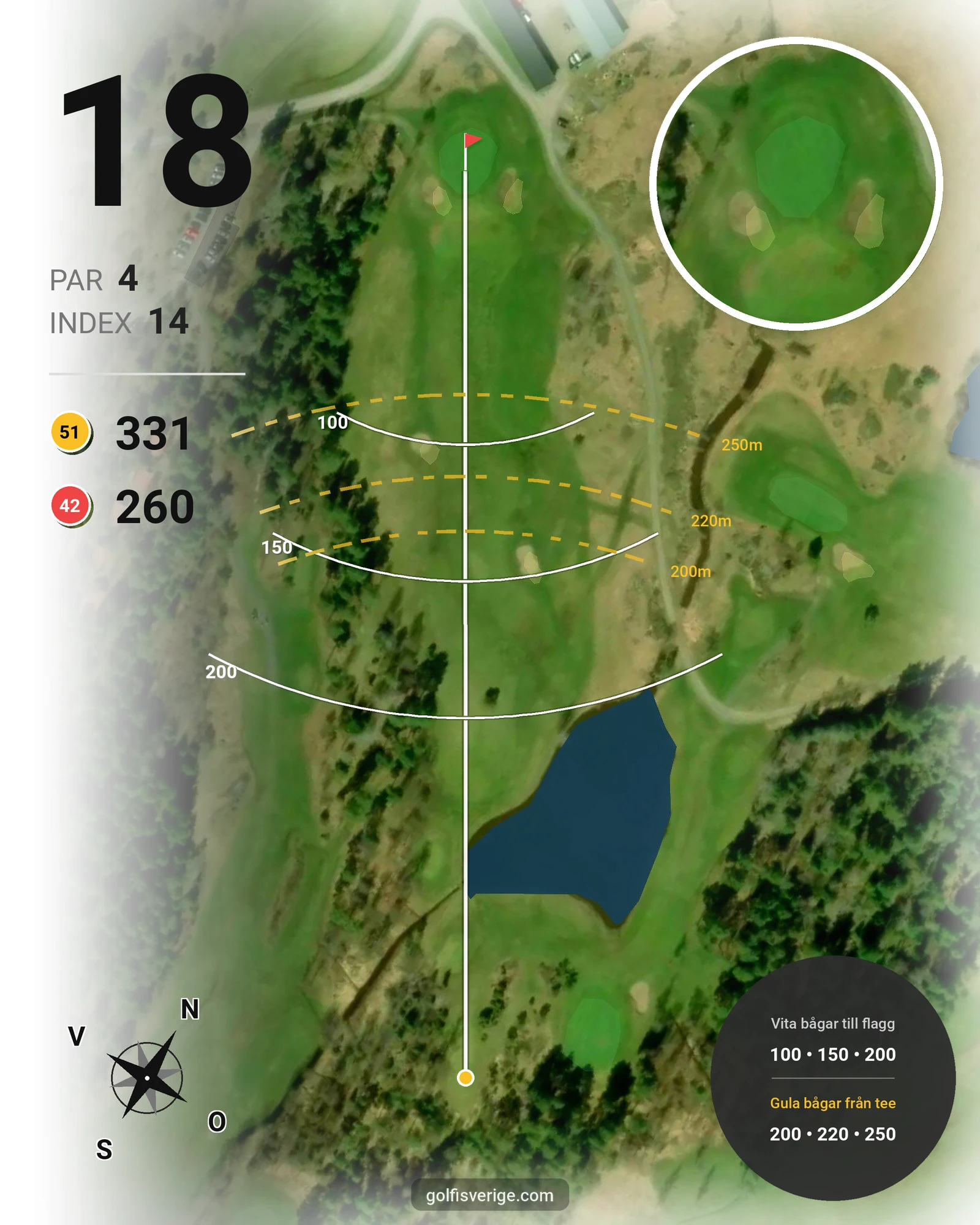 Banguide Lövsättrabanan på Huvudstadens Golfklubb - Hål 18 karta