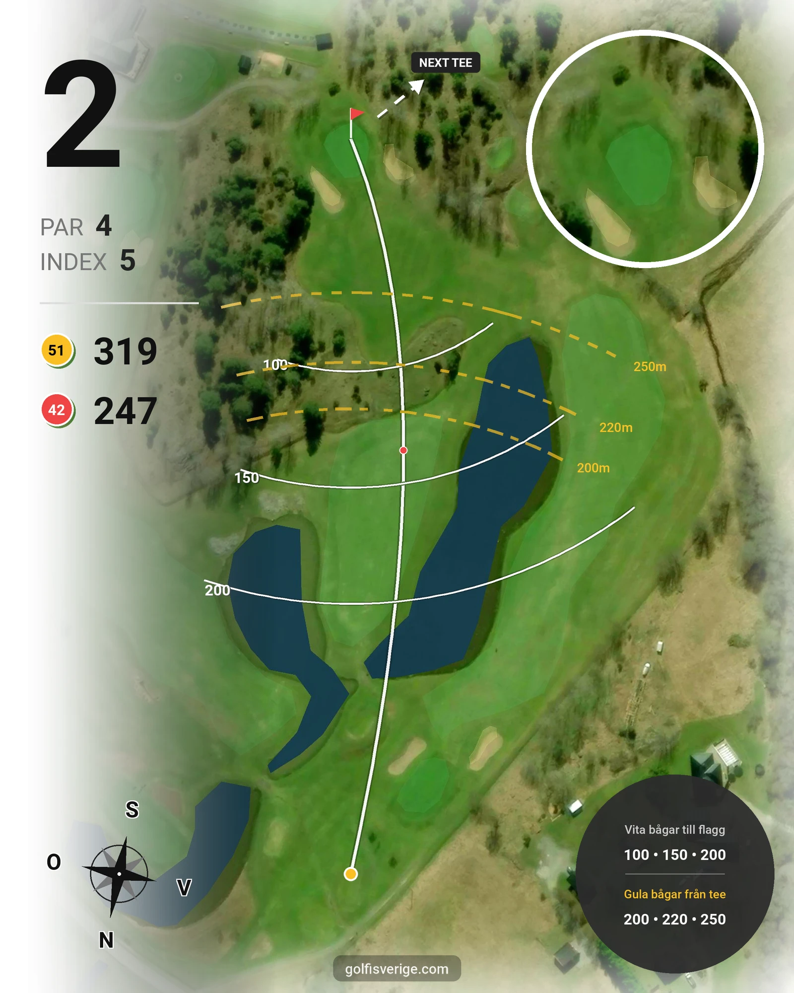 Banguide Lövsättrabanan på Huvudstadens Golfklubb - Hål 2 karta