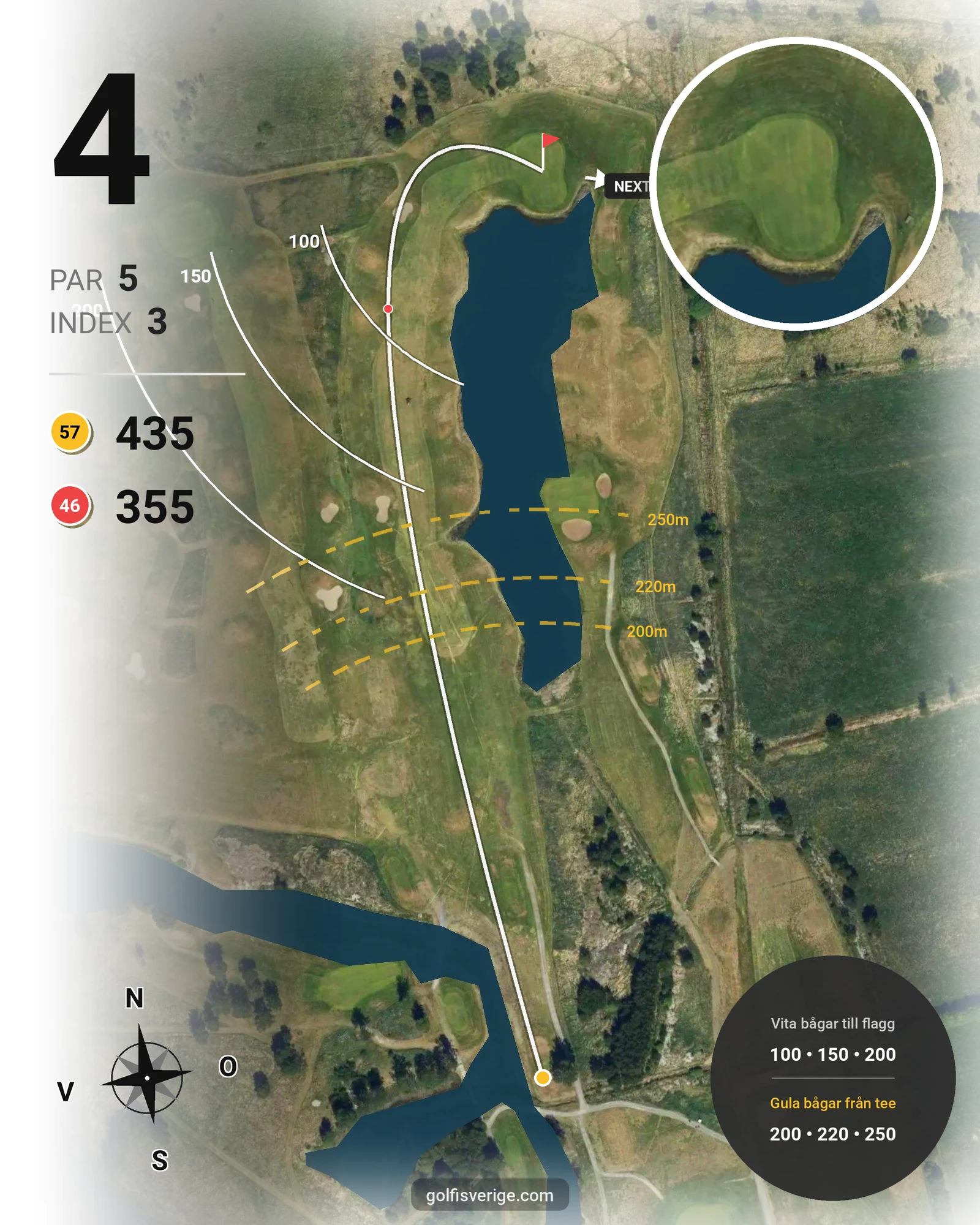 Banguide Lindö Äng på Huvudstadens Golfklubb - Hål 4 karta