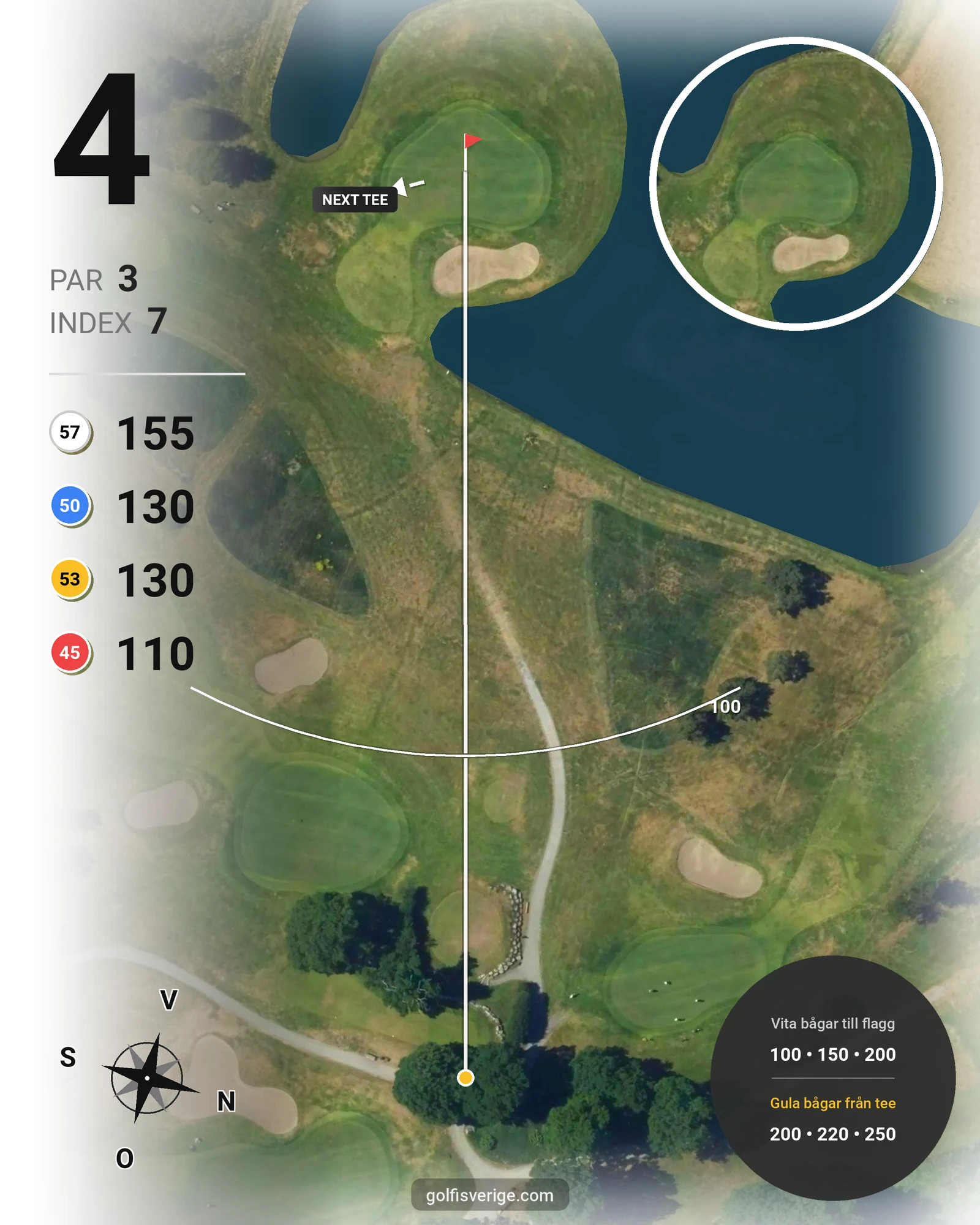 Banguide Lindö Dal på Huvudstadens Golfklubb - Hål 4 karta