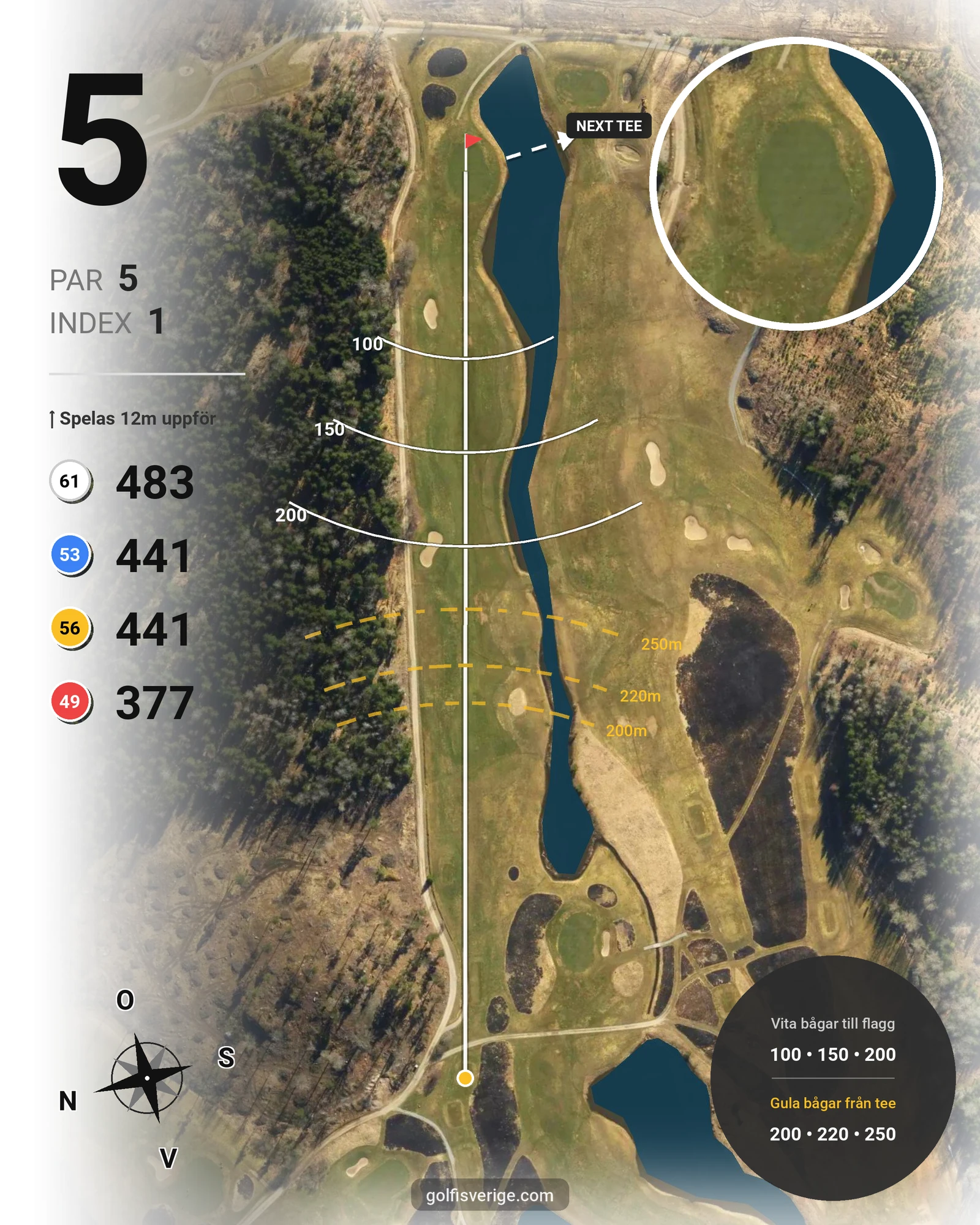 Banguide Rikstenbanan på Huvudstadens Golfklubb - Hål 5 karta