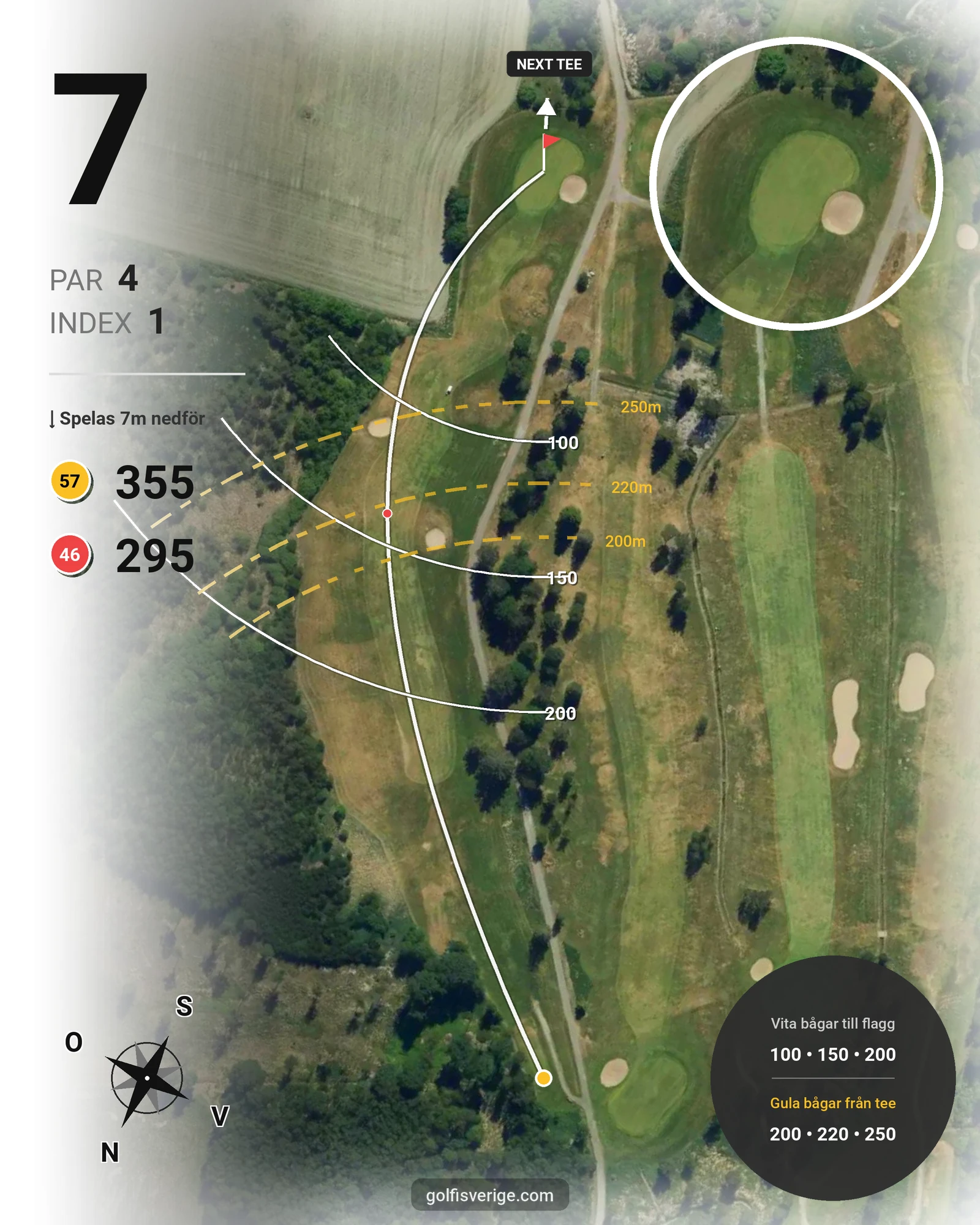 Banguide Lindö Äng på Huvudstadens Golfklubb - Hål 7 karta