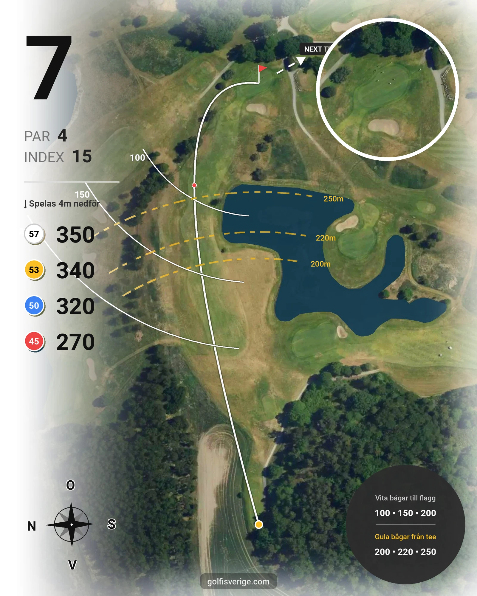 Banguide Lindö Dal på Huvudstadens Golfklubb - Hål 7 karta