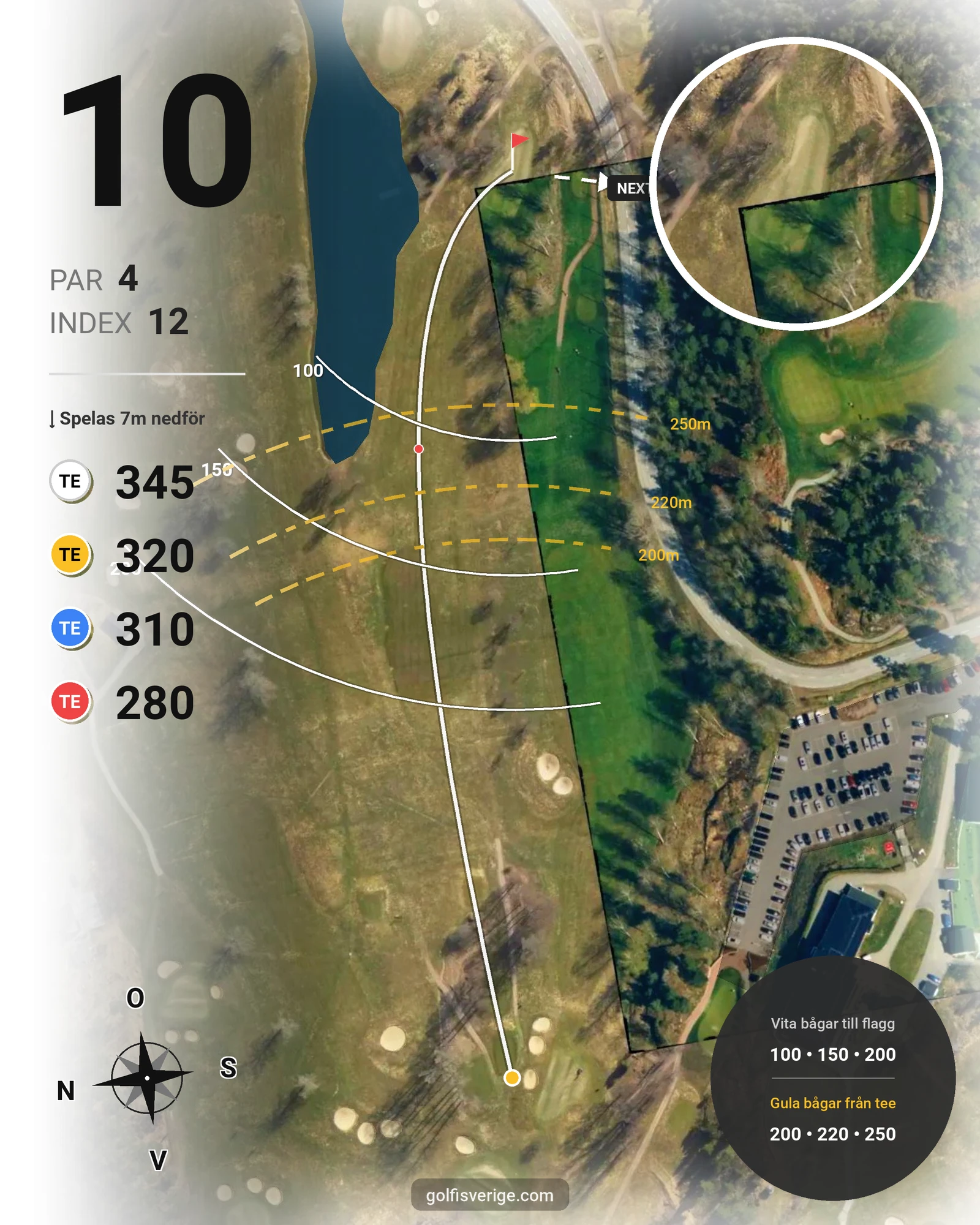 Banguide 18 Ängsbanan på Ingarö Golfklubb - Hål 10 karta