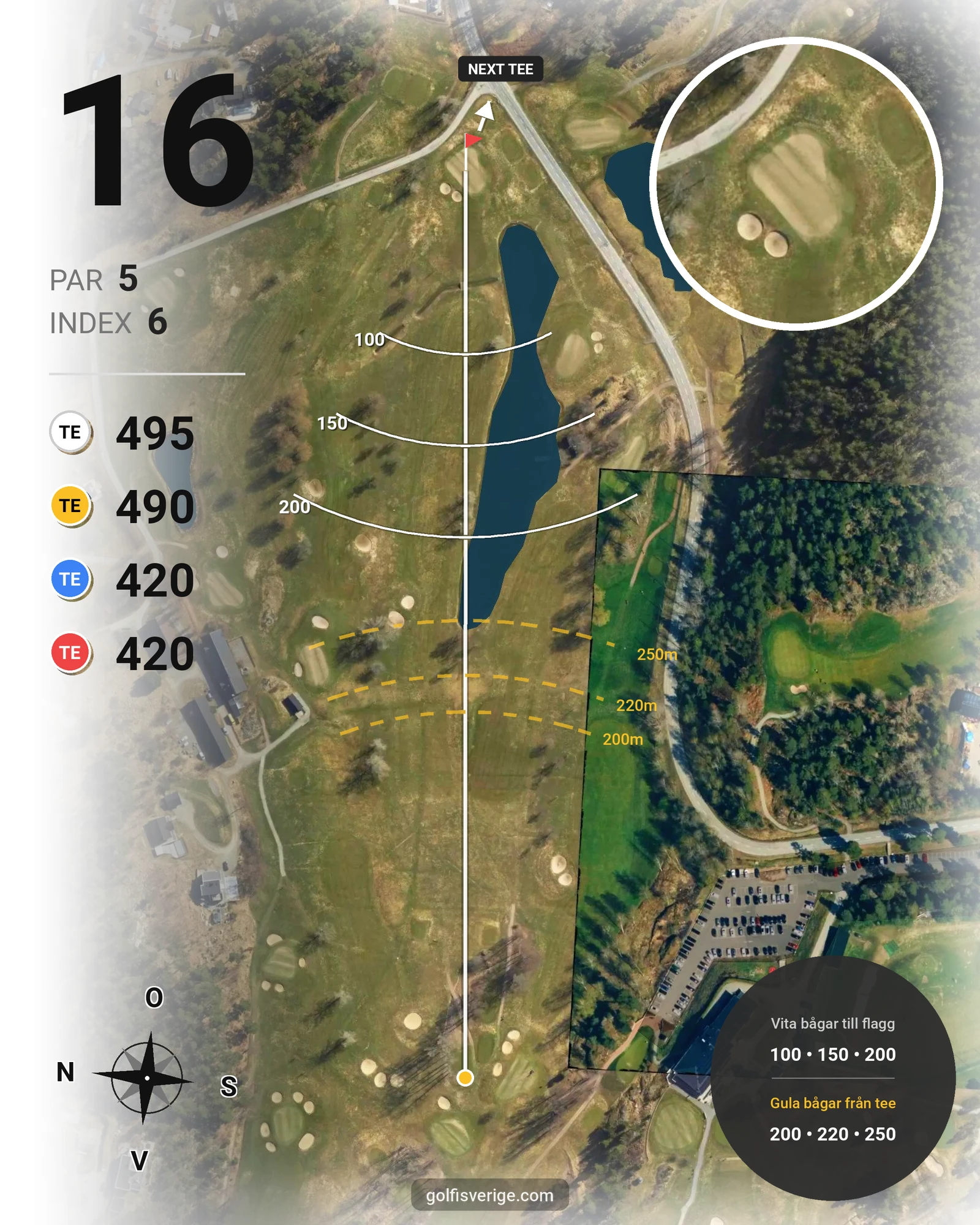 Banguide 18 Ängsbanan på Ingarö Golfklubb - Hål 16 karta