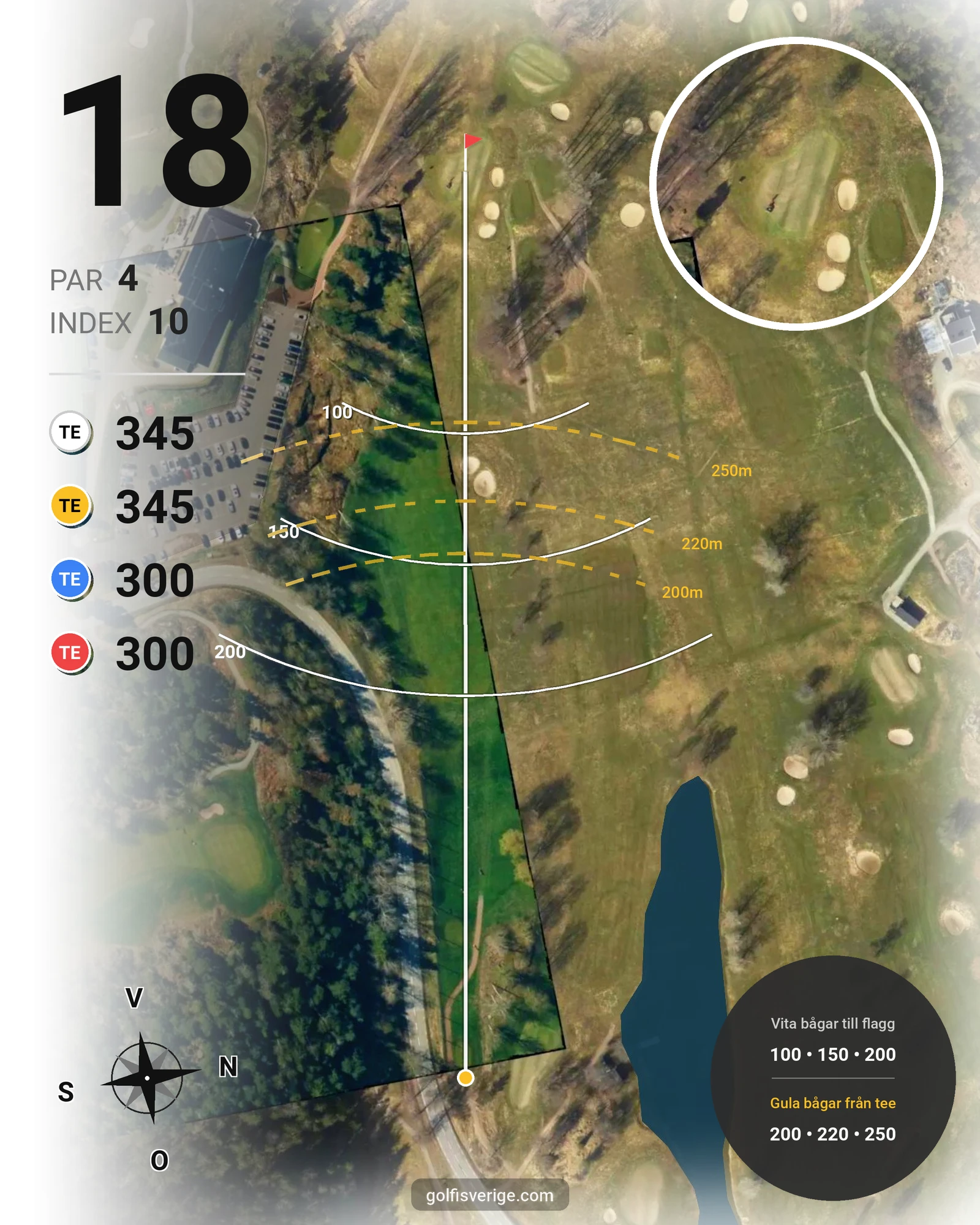 Banguide 18 Ängsbanan på Ingarö Golfklubb - Hål 18 karta