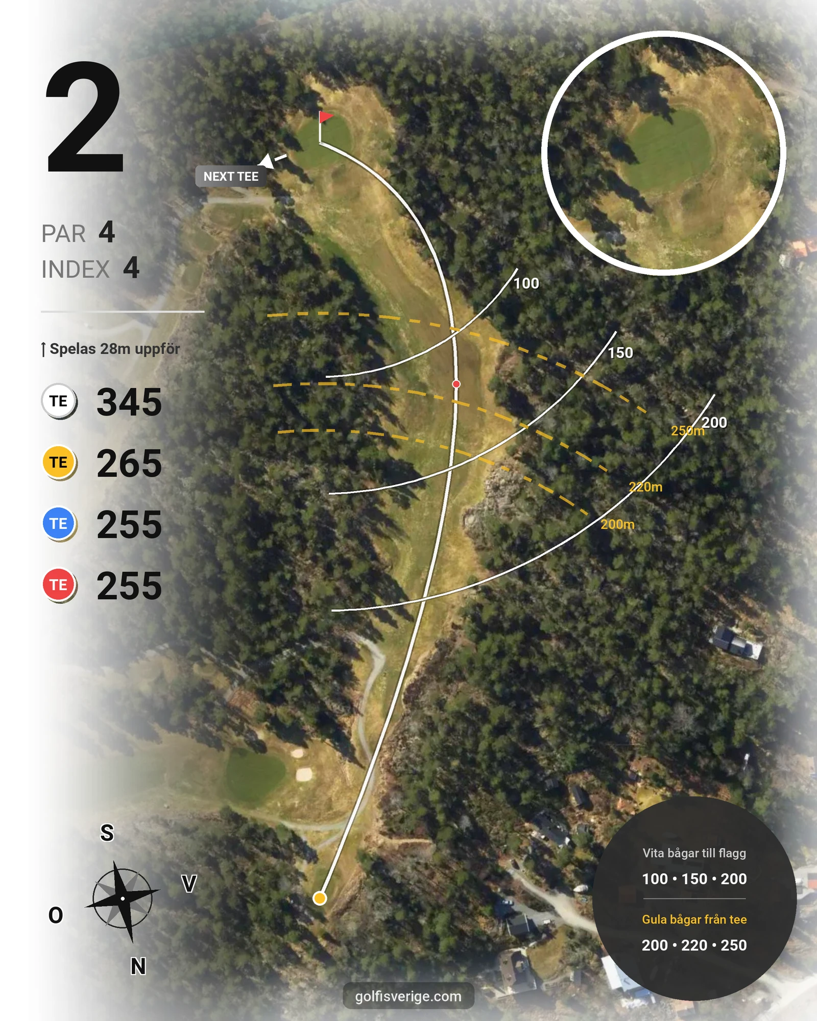 Banguide 18 Skogsbanan på Ingarö Golfklubb - Hål 2 karta