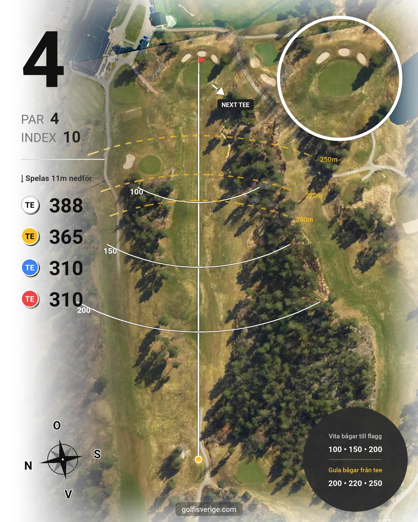 Banguide 18 Skogsbanan på Ingarö Golfklubb - Hål 4 karta