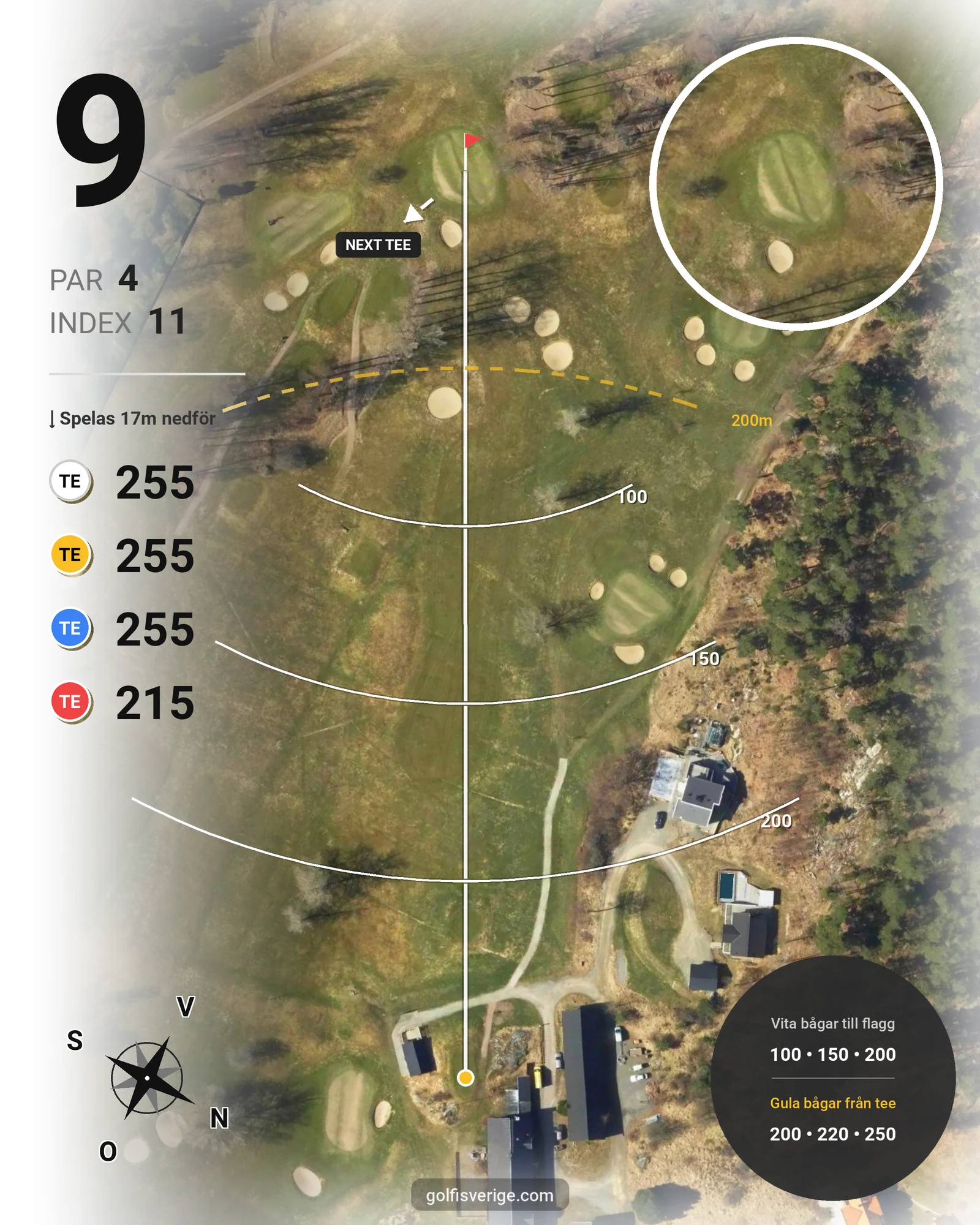 Banguide 18 Ängsbanan på Ingarö Golfklubb - Hål 9 karta