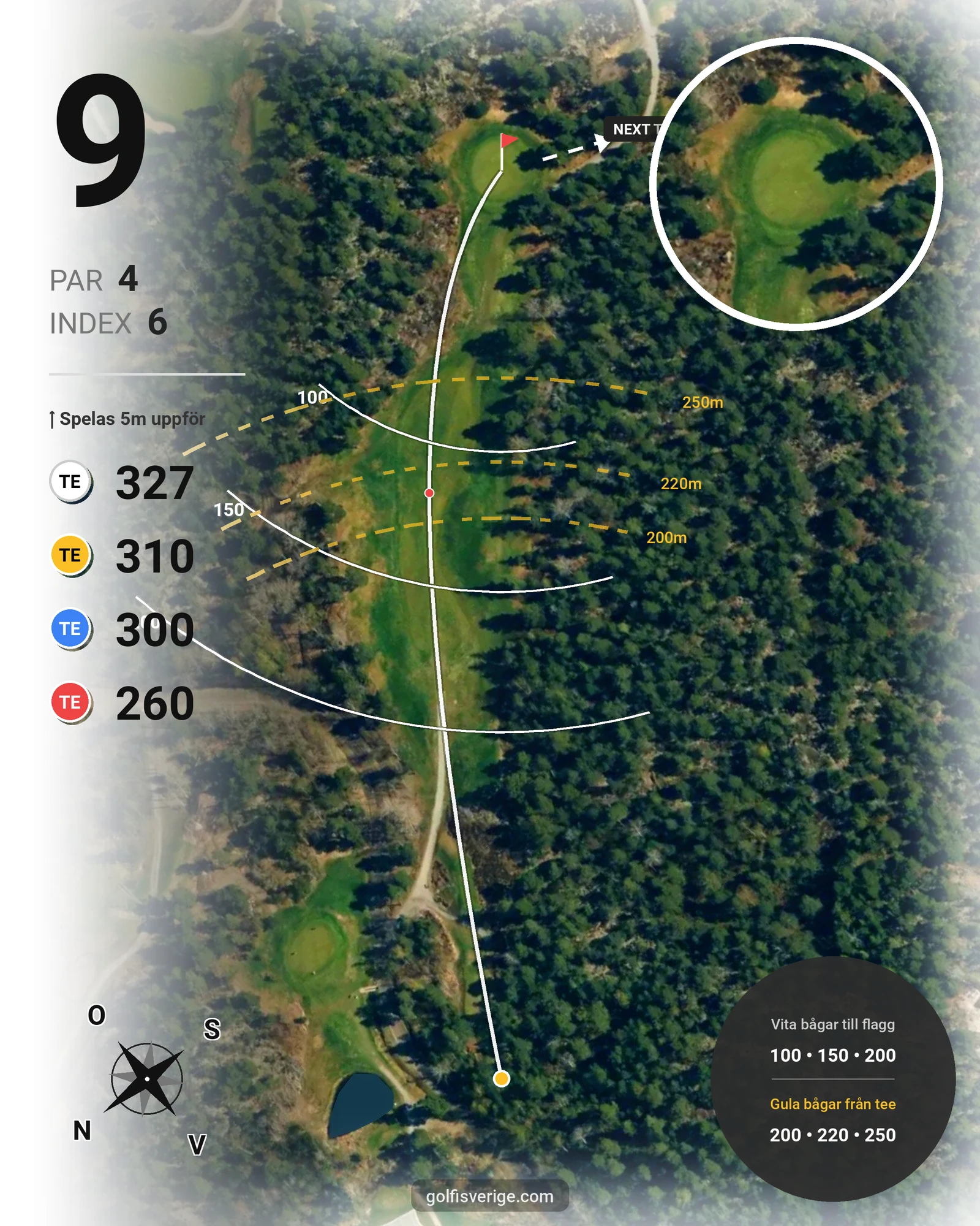Banguide 18 Skogsbanan på Ingarö Golfklubb - Hål 9 karta