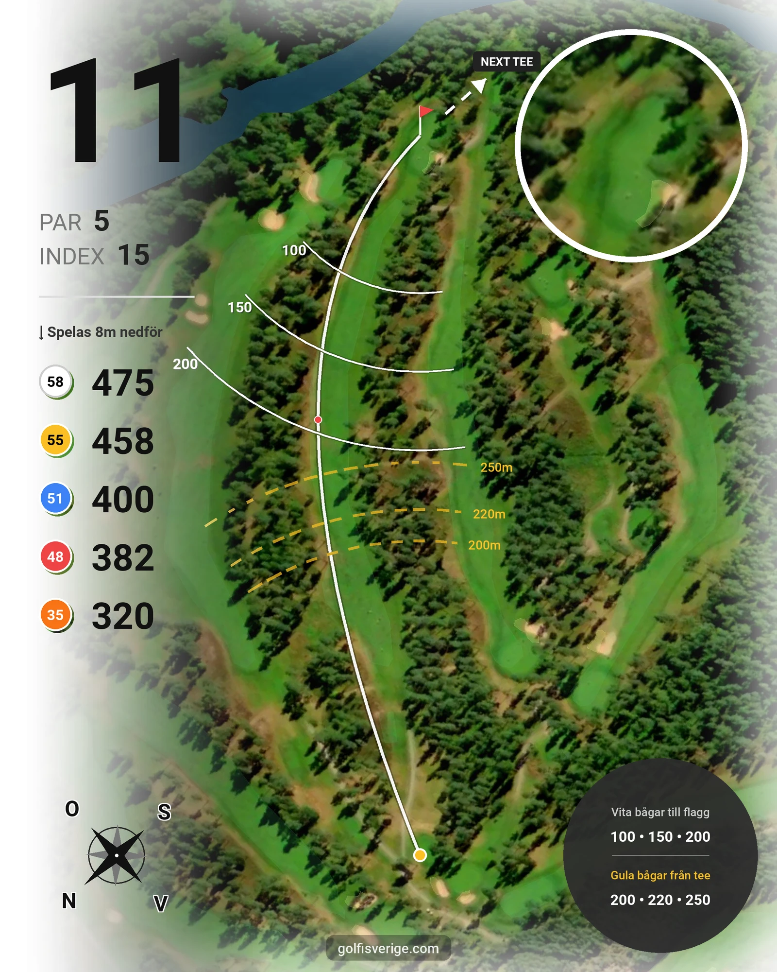 Banguide Västra på Isaberg Golfklubb - Hål 11 karta