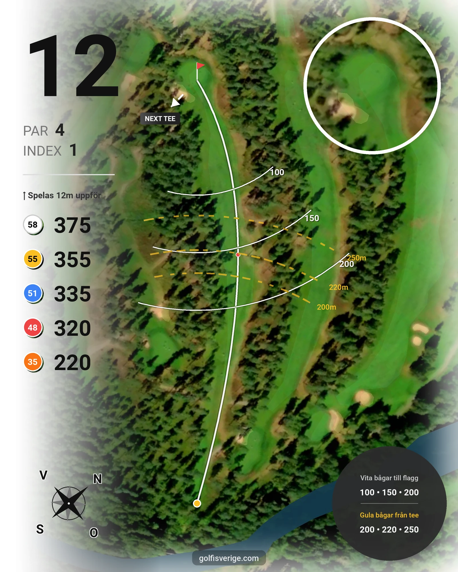 Banguide Västra på Isaberg Golfklubb - Hål 12 karta