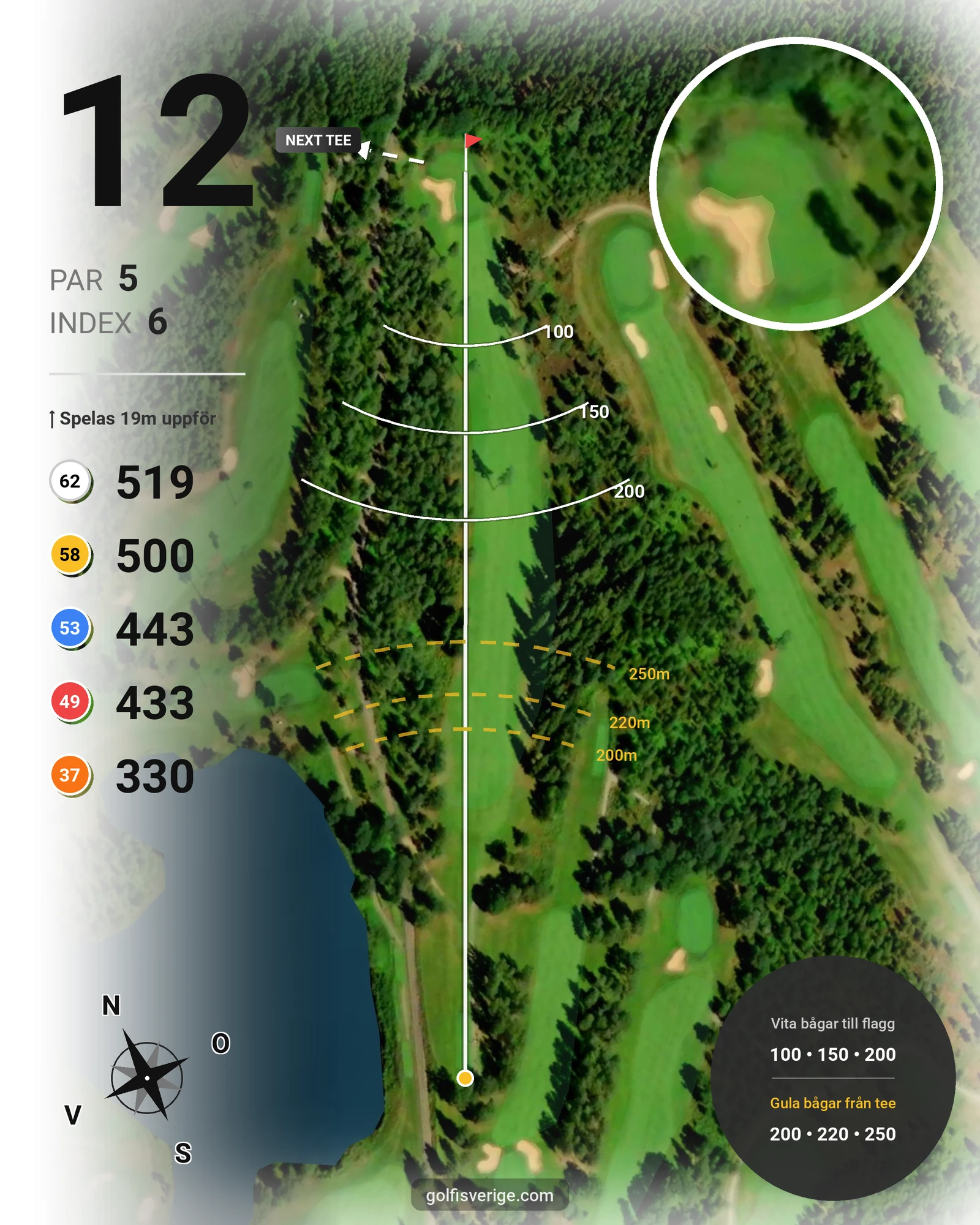 Banguide Östra på Isaberg Golfklubb - Hål 12 karta