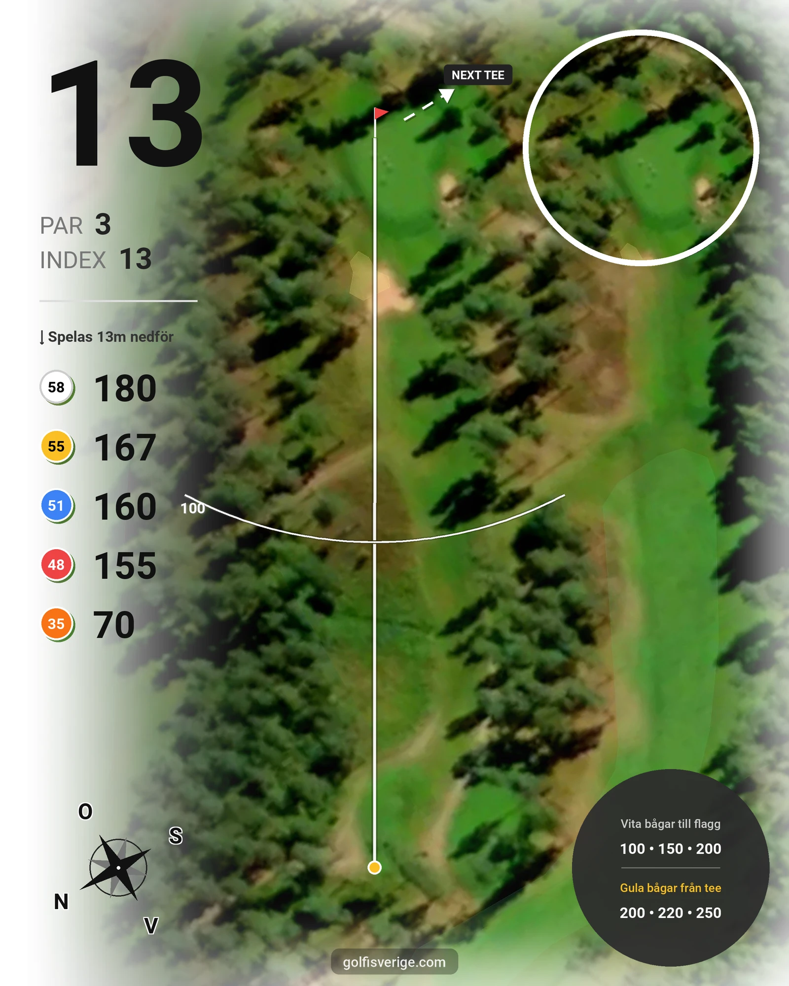 Banguide Västra på Isaberg Golfklubb - Hål 13 karta