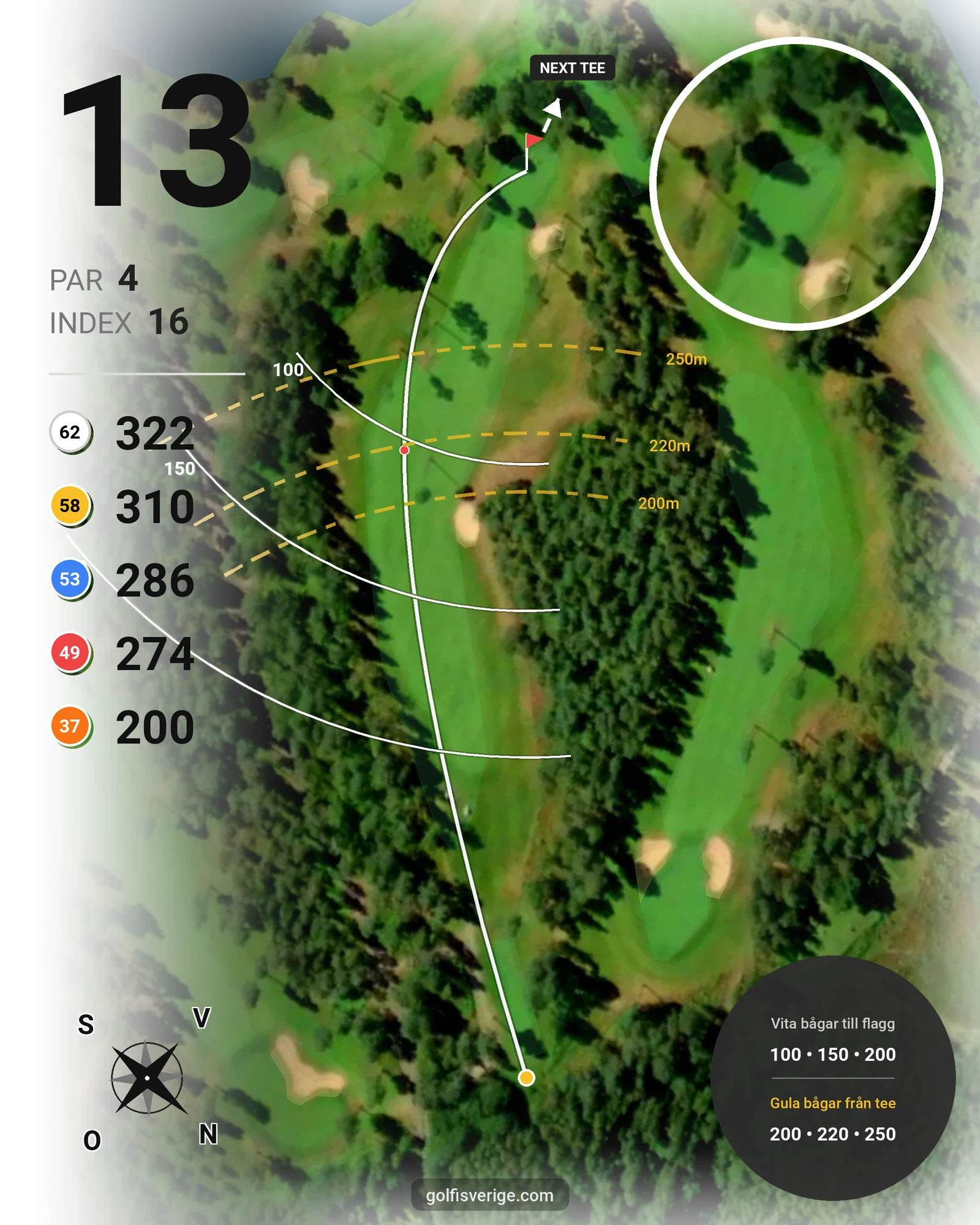 Banguide Östra på Isaberg Golfklubb - Hål 13 karta
