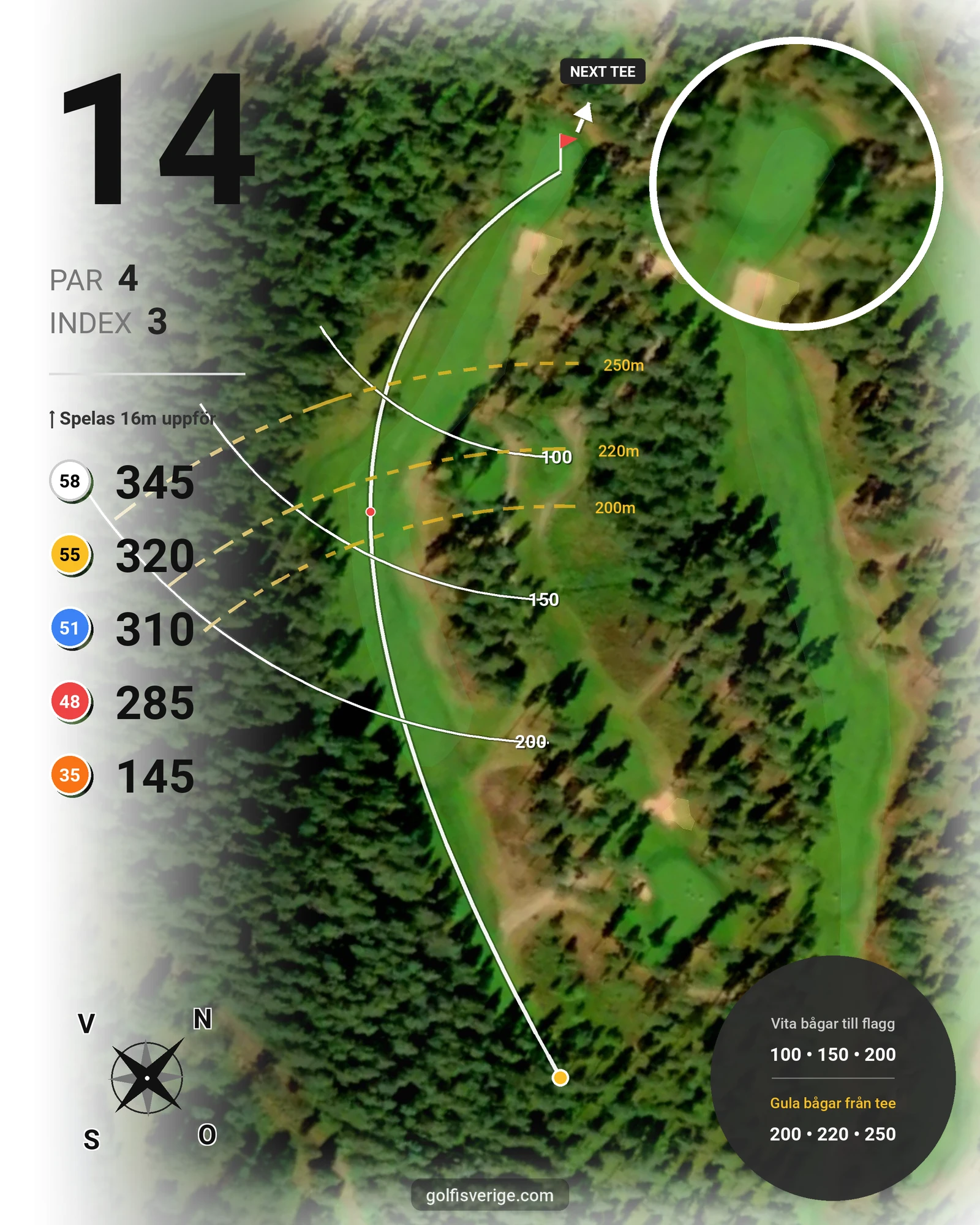 Banguide Västra på Isaberg Golfklubb - Hål 14 karta