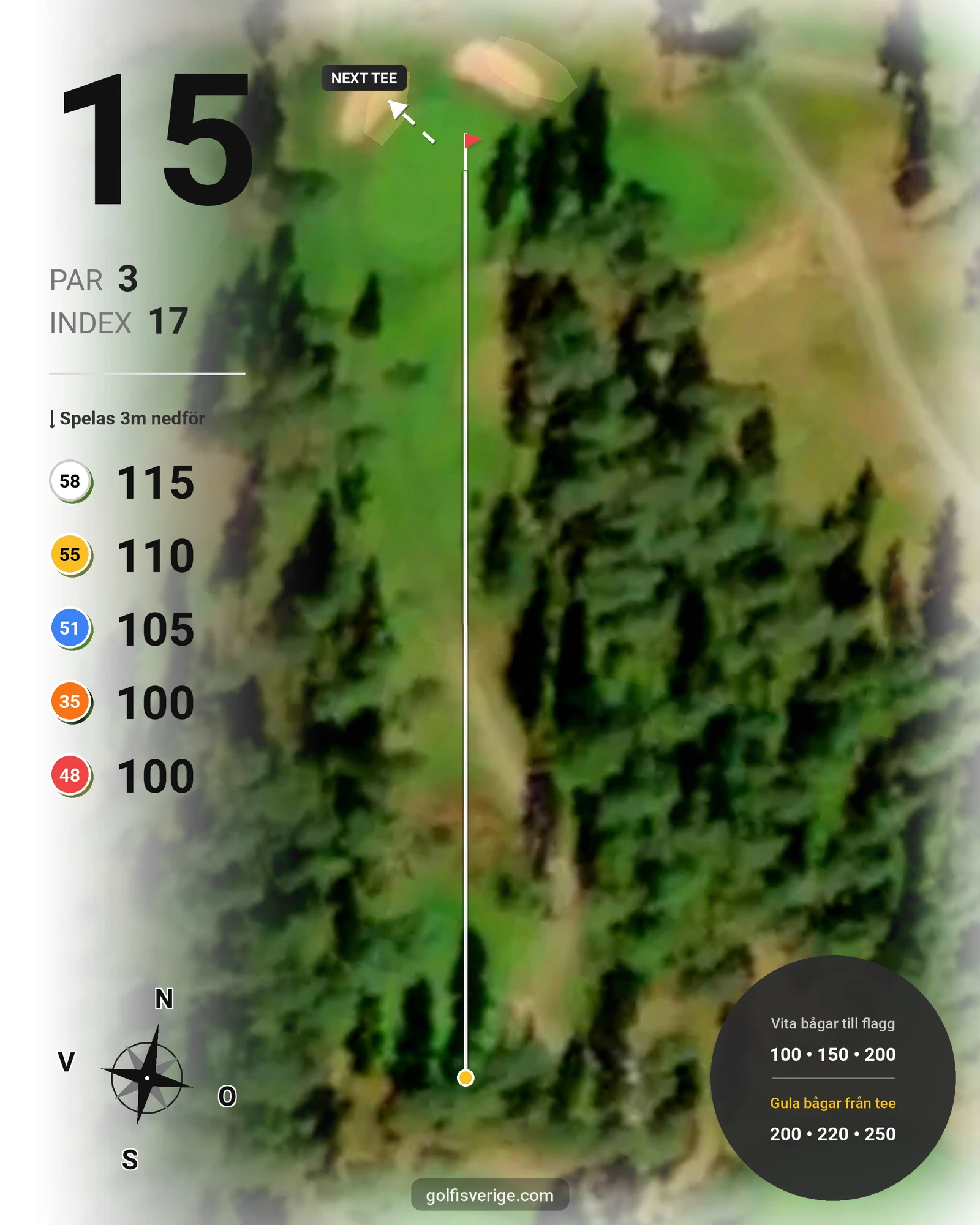 Banguide Västra på Isaberg Golfklubb - Hål 15 karta