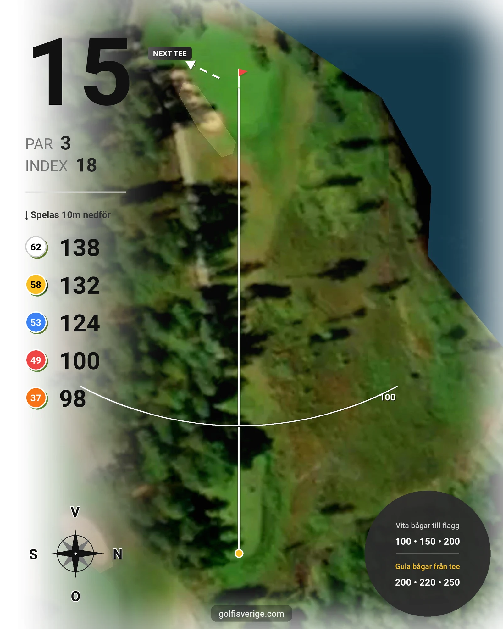 Banguide Östra på Isaberg Golfklubb - Hål 15 karta