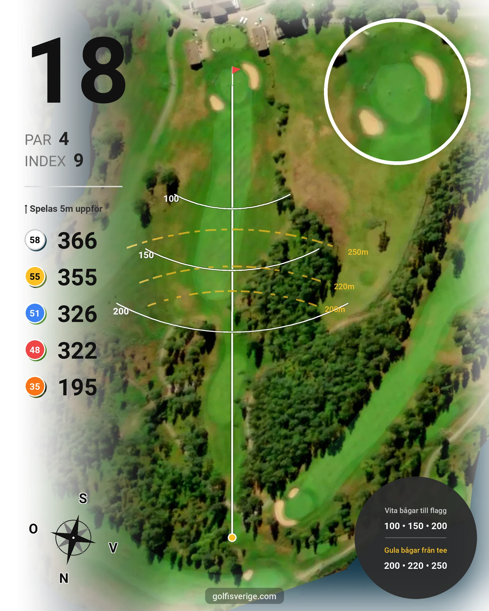 Banguide Västra på Isaberg Golfklubb - Hål 18 karta