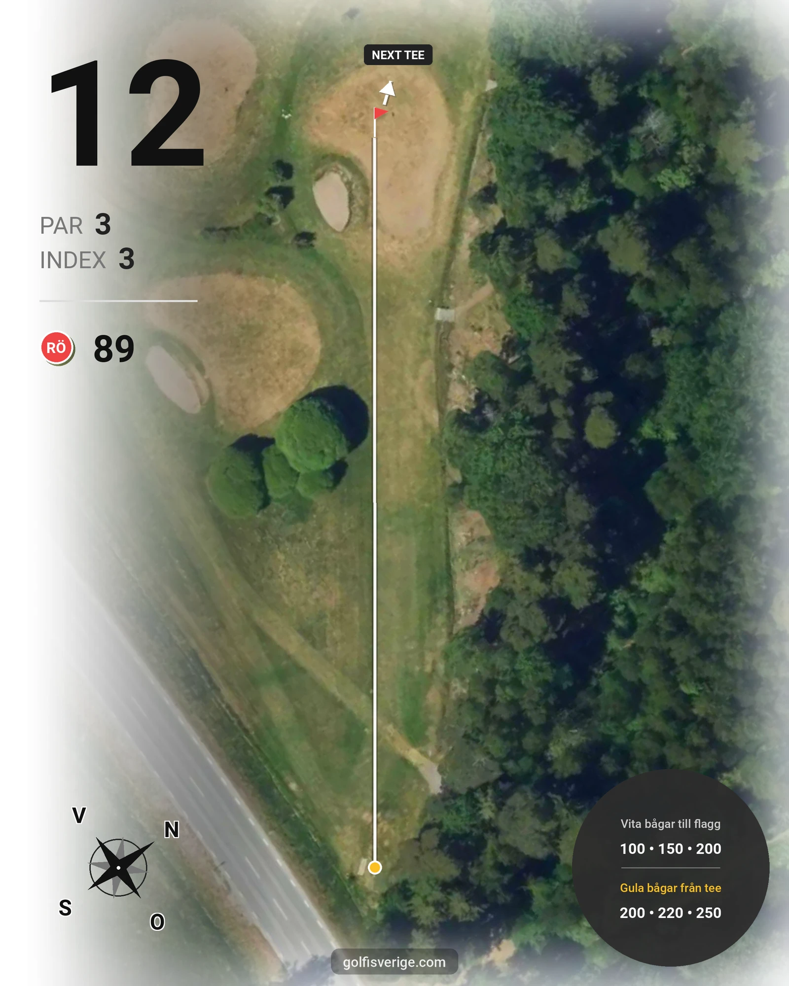 Banguide Prästgården 9-hål, par 30 på Jarlabanke Golfklubb - Hål 12 karta