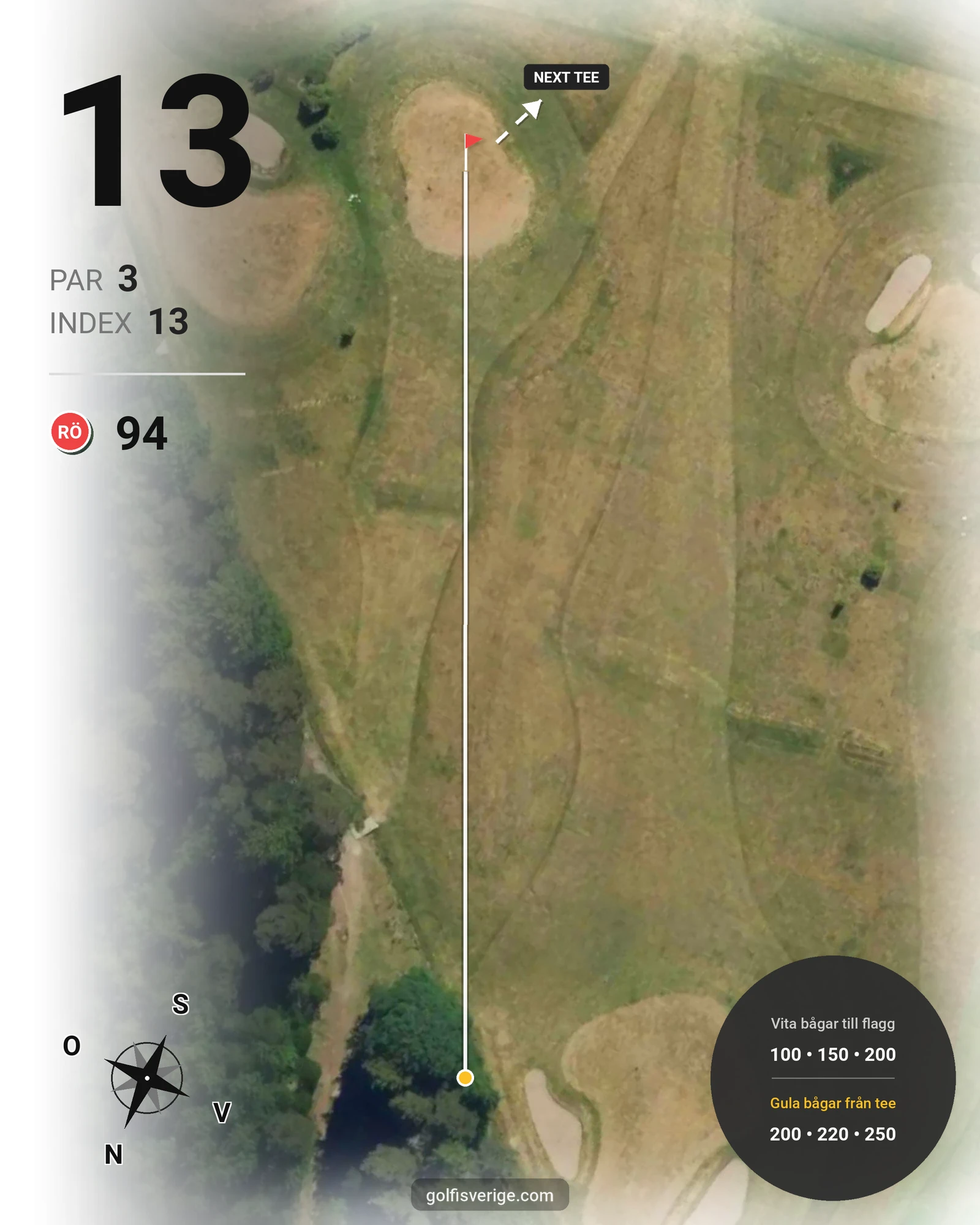Banguide Prästgården 9-hål, par 30 på Jarlabanke Golfklubb - Hål 13 karta