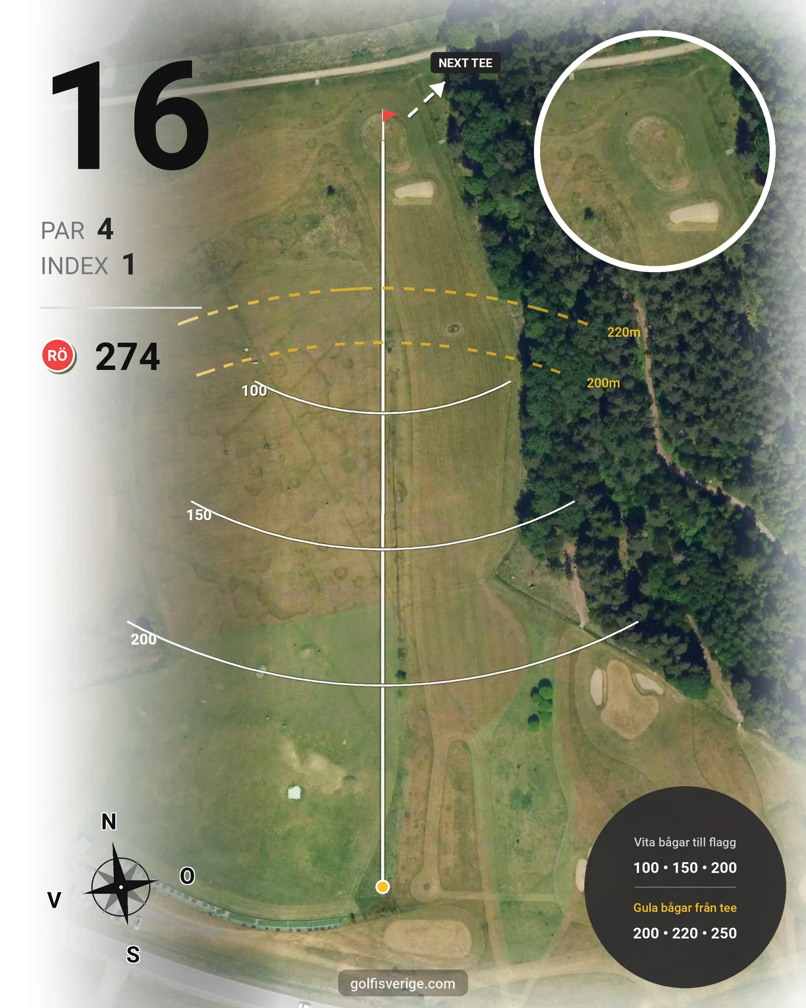Banguide Prästgården 9-hål, par 30 på Jarlabanke Golfklubb - Hål 16 karta